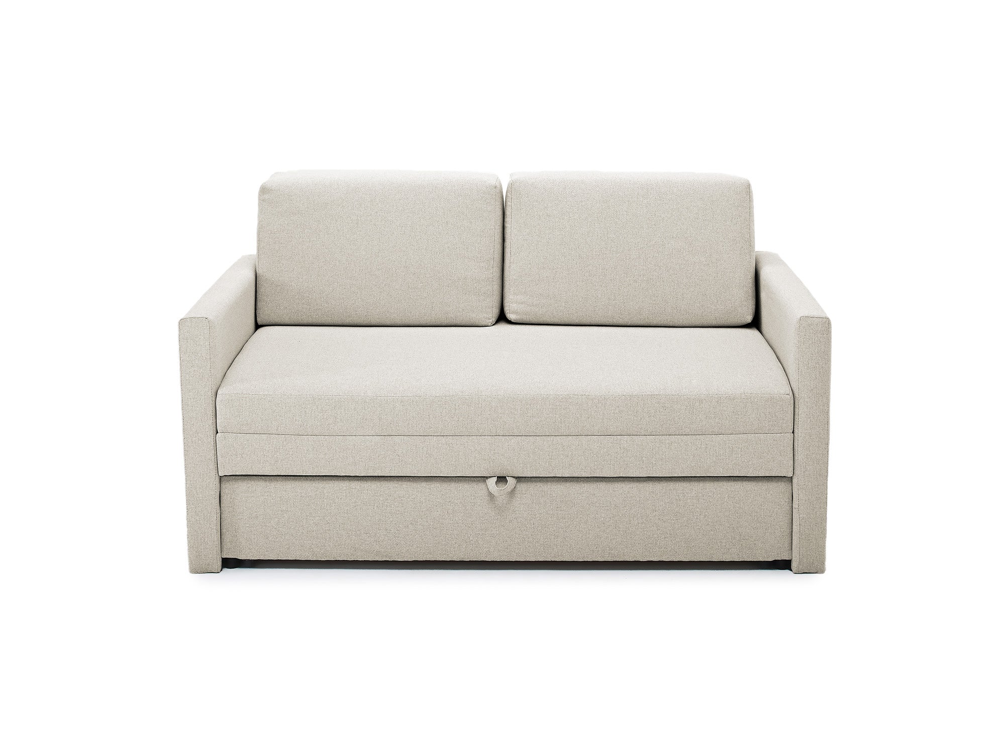 Canapé convertible 2 places avec coffre de rangement en tissu beige YERAZ