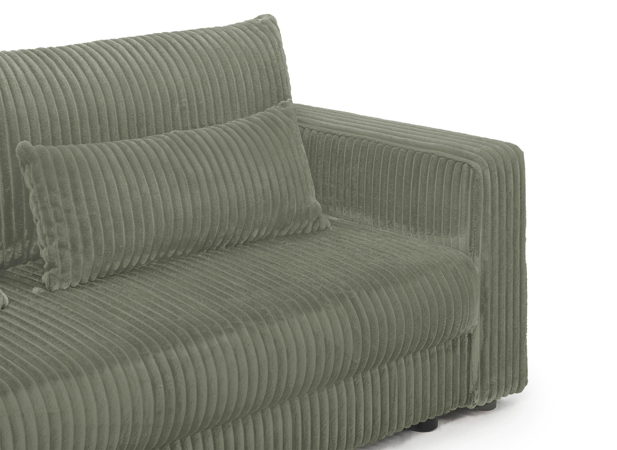 Canapé convertible 3 places avec coffre en velours côtelé épais vert kaki ZURIA