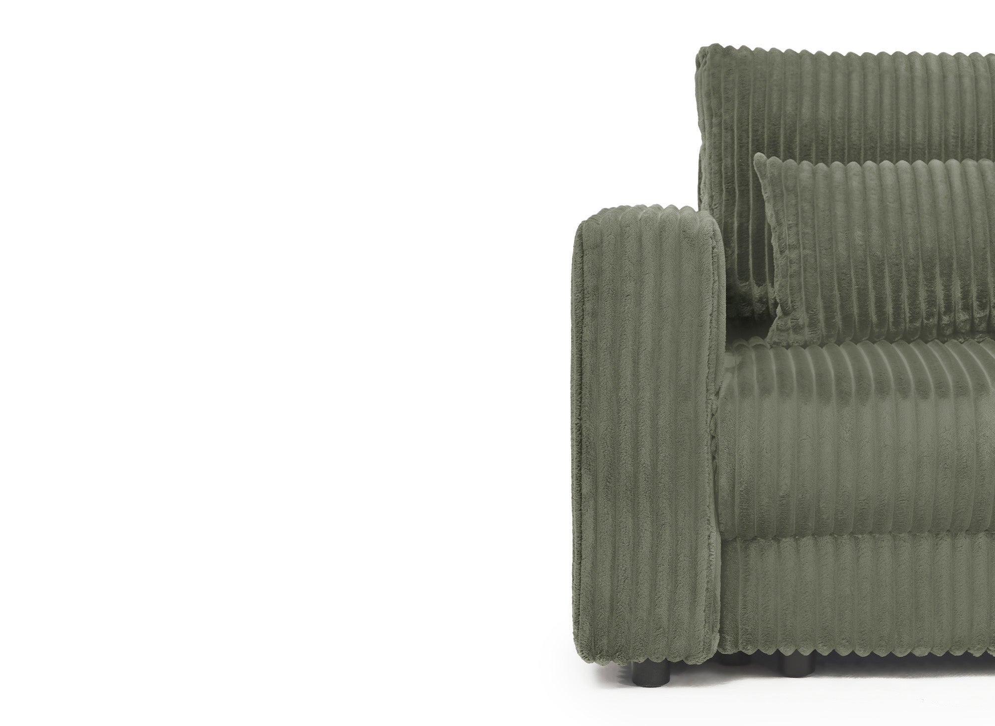 Canapé convertible 3 places avec coffre en velours côtelé épais vert kaki ZURIA