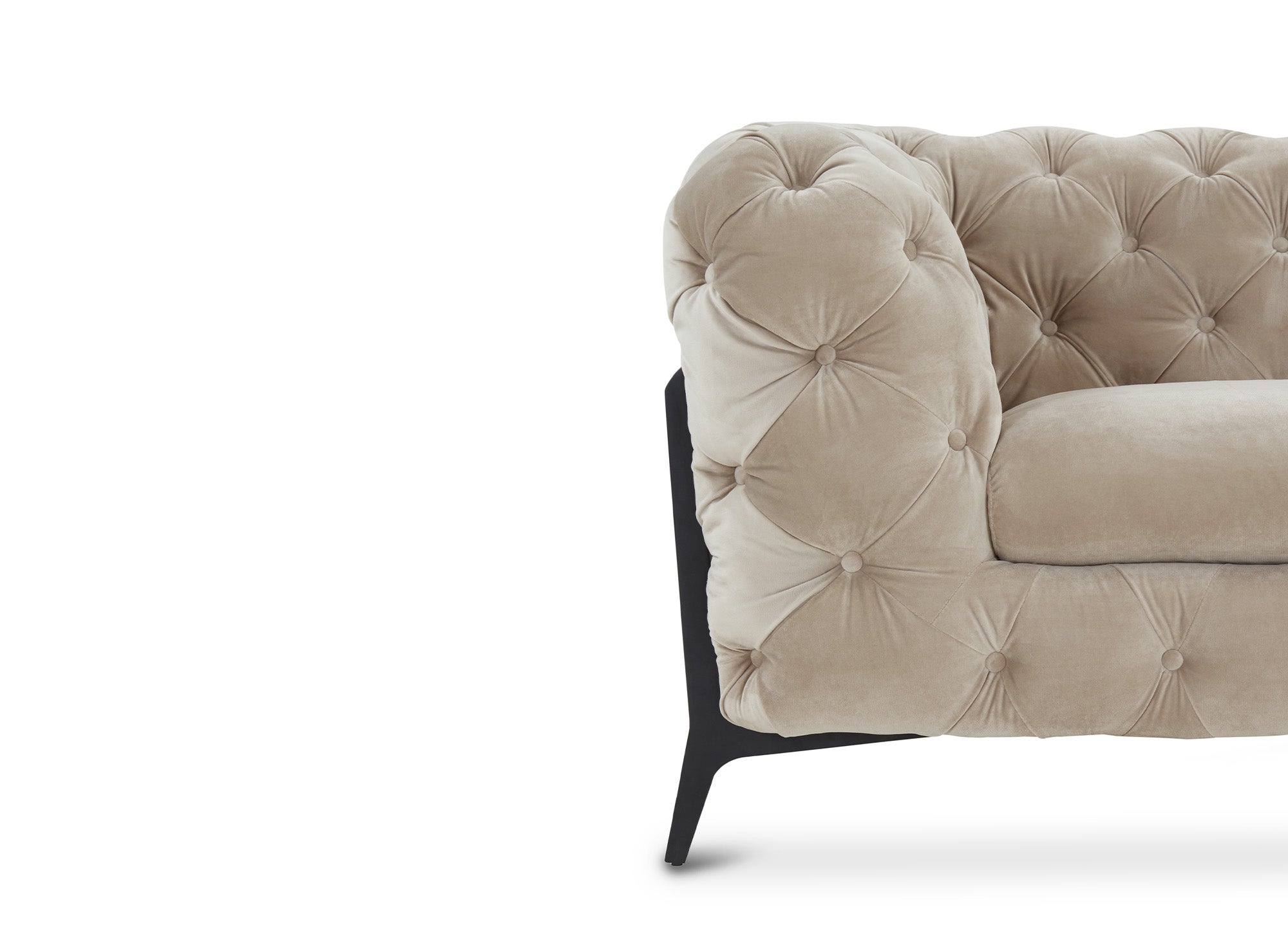 Canapé 3 places capitonné chesterfield velours beige CARMEN