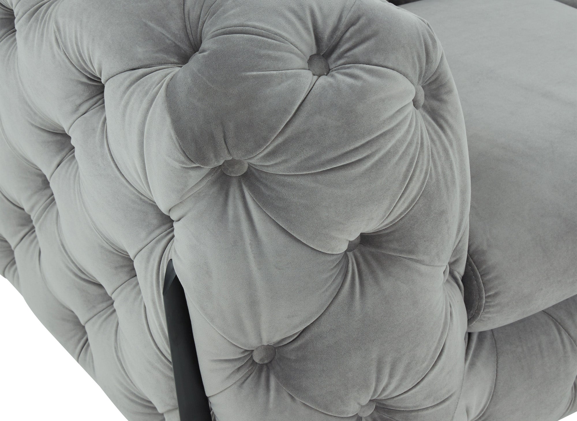 Canapé 3 places capitonné chesterfield velours gris CARMEN