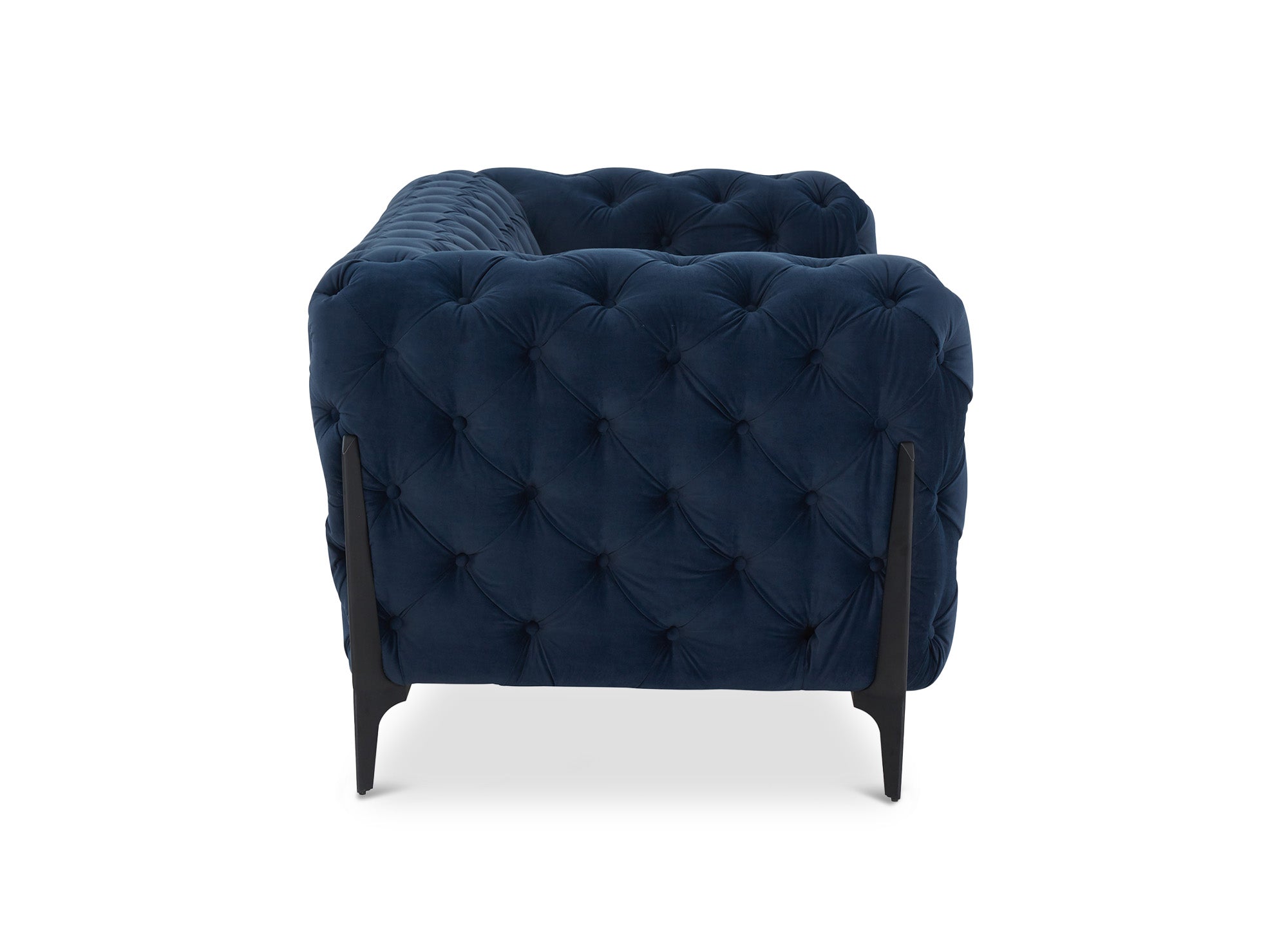 Canapé 3 places capitonné chesterfield velours bleu CARMEN