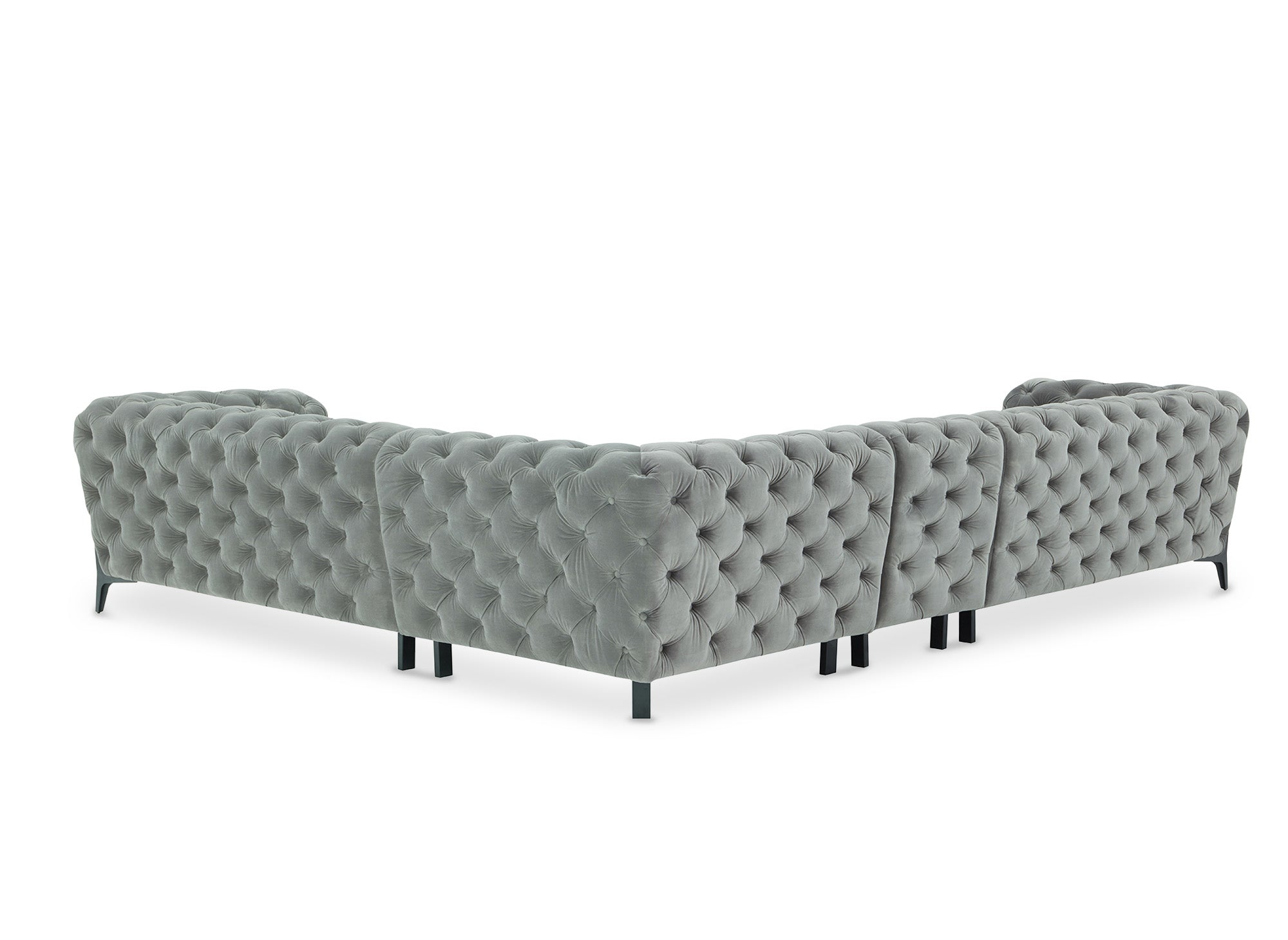Canapé capitonné chesterfield d'angle réversible en velours gris CARMEN