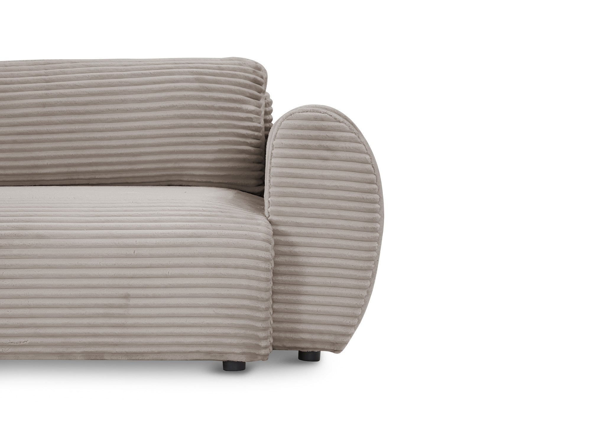 Canapé d'angle convertible avec coffre en velours gros côtelé doux taupe TILDA - Angle gauche