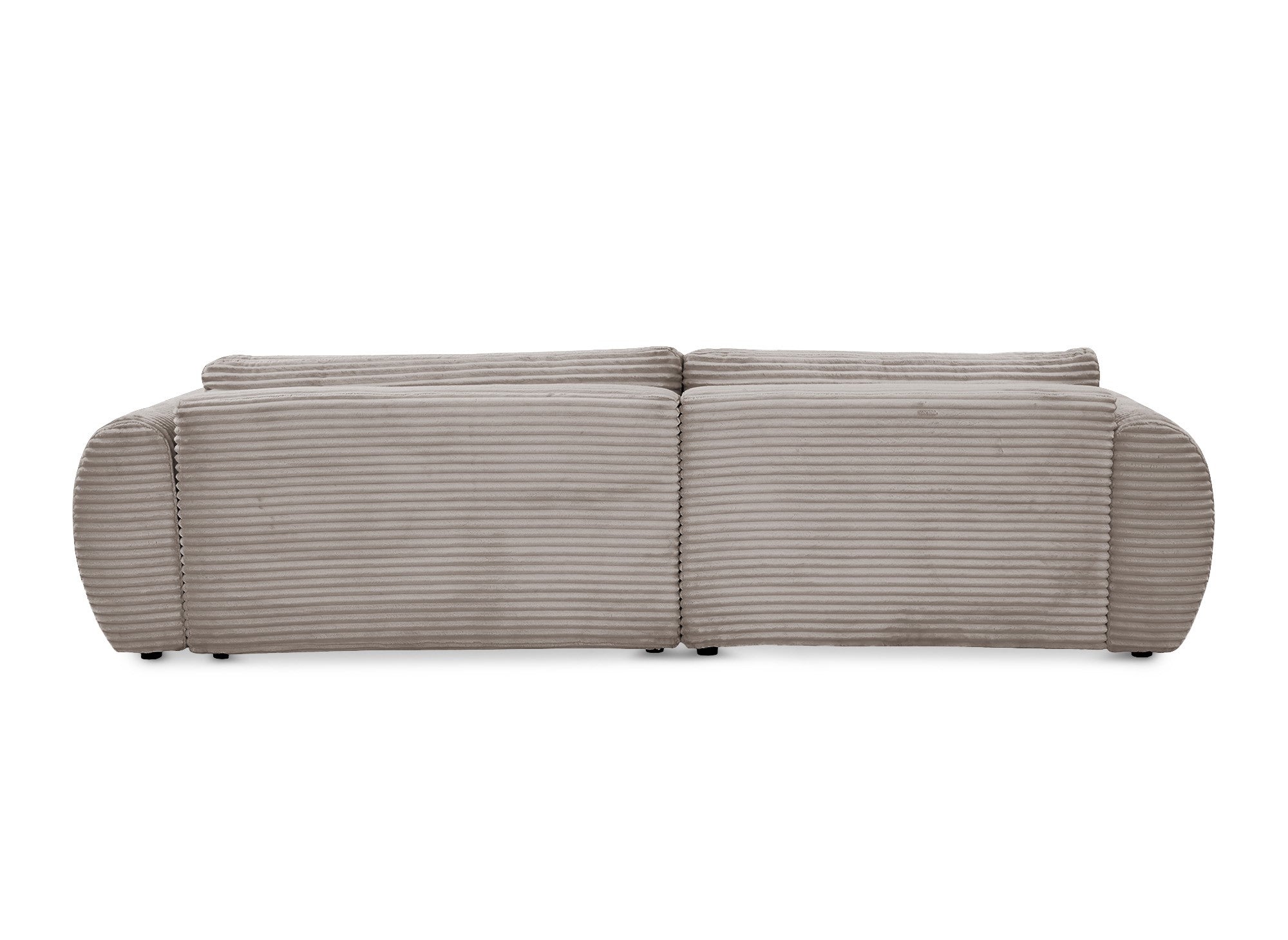 Canapé d'angle convertible avec coffre en velours gros côtelé doux taupe TILDA - Angle gauche