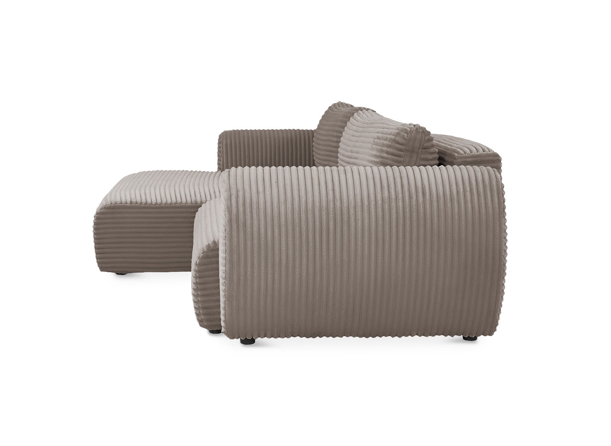 Canapé d'angle convertible avec coffre en velours gros côtelé doux taupe TILDA - Angle gauche
