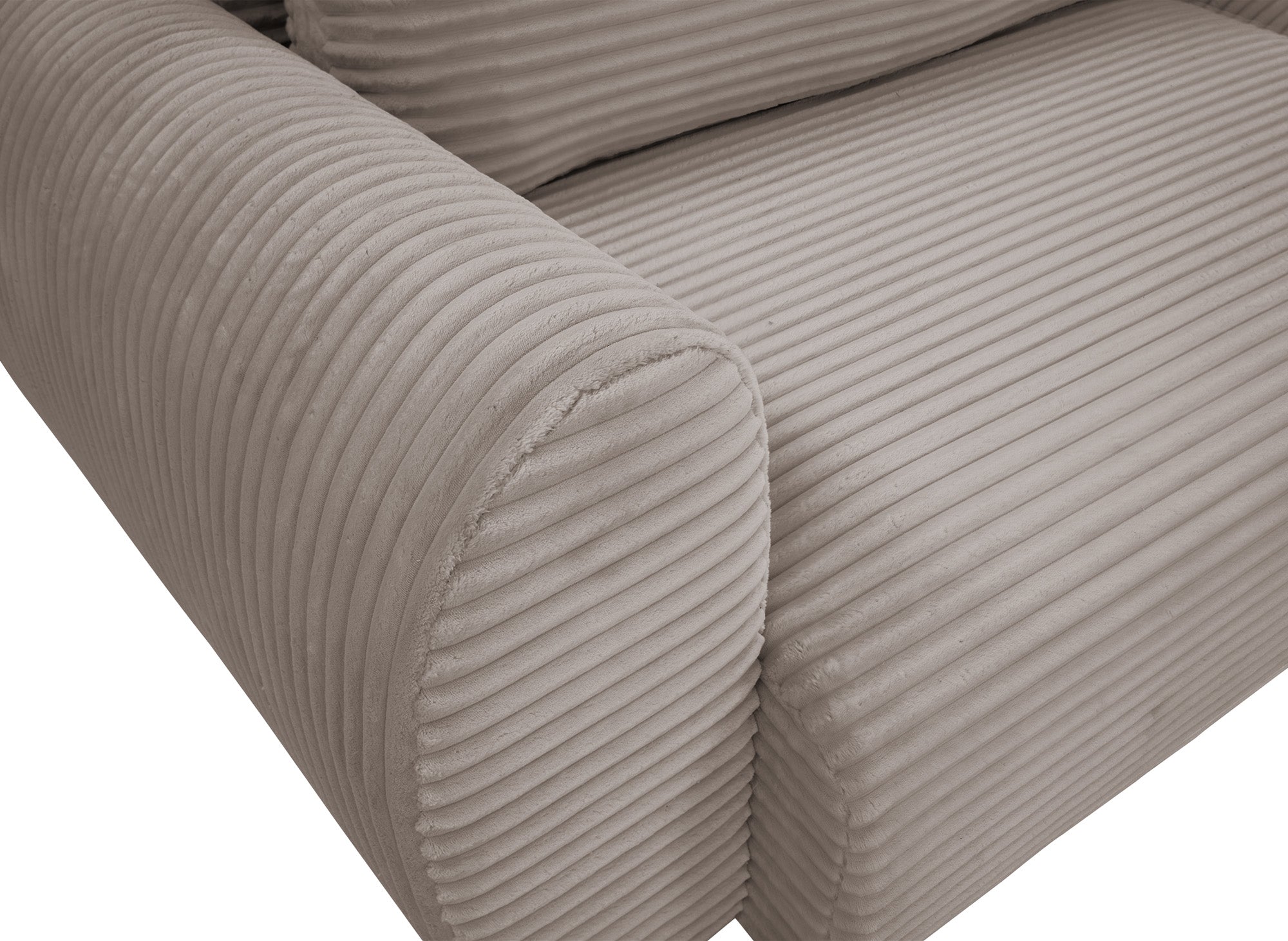 Canapé d'angle convertible avec coffre en velours gros côtelé doux taupe TILDA - Angle droit