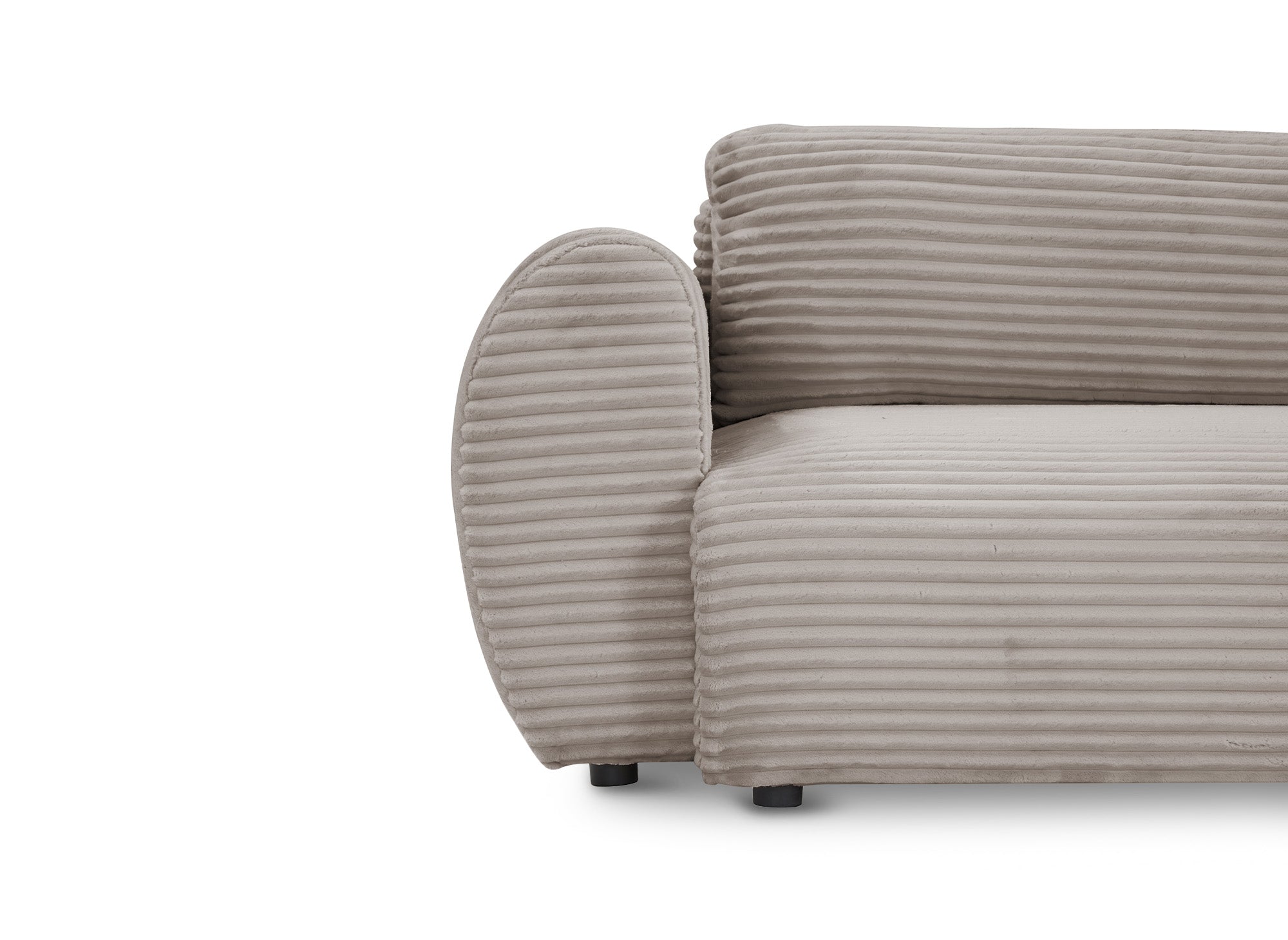 Canapé d'angle convertible avec coffre en velours gros côtelé doux taupe TILDA - Angle droit