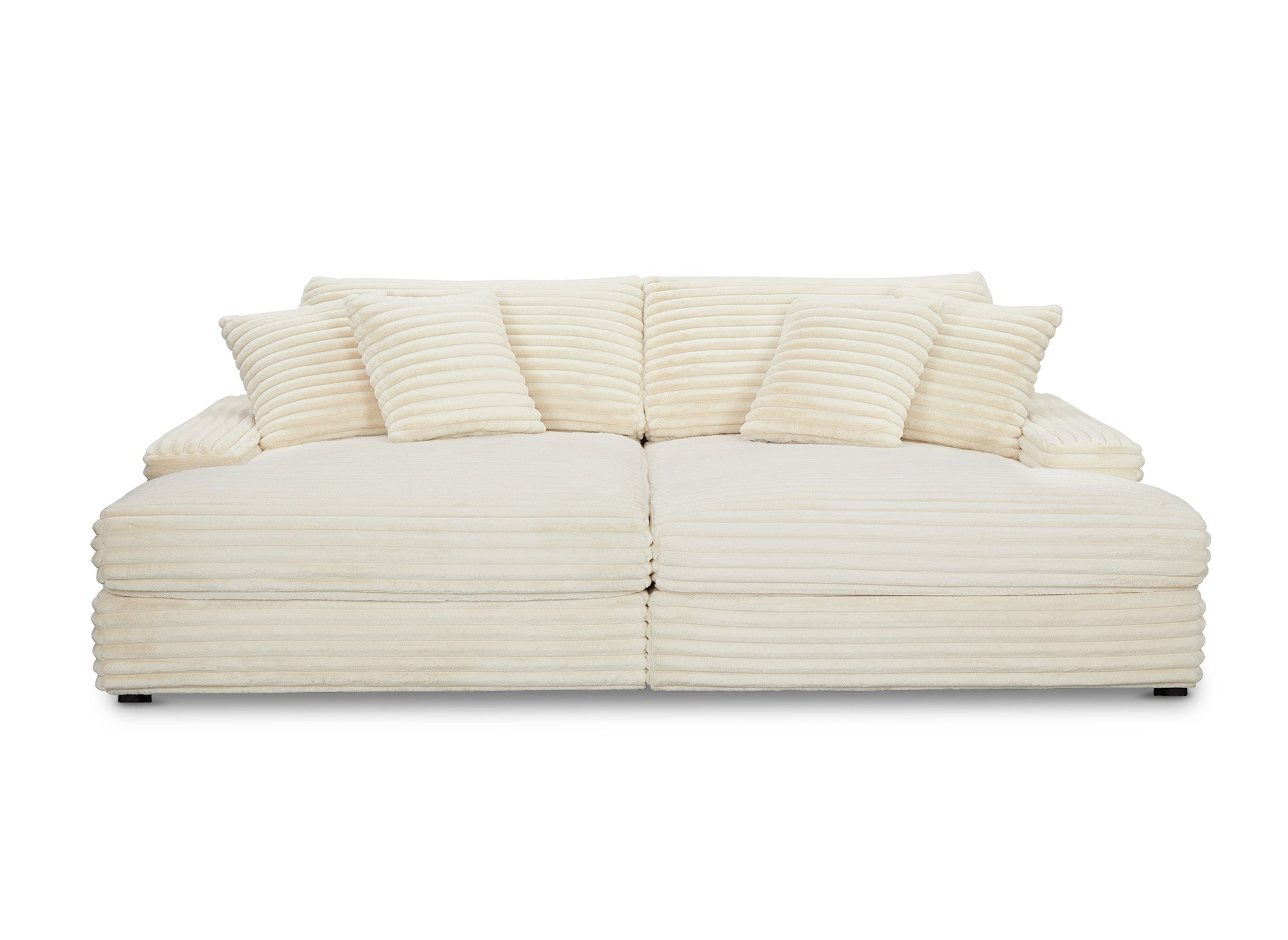 Canapé droit 2 places en gros côtelé doux beige DAHO