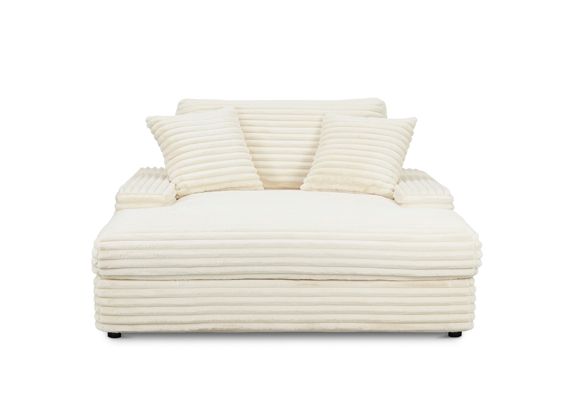 Canapé méridienne en gros côtelé doux beige DAHO