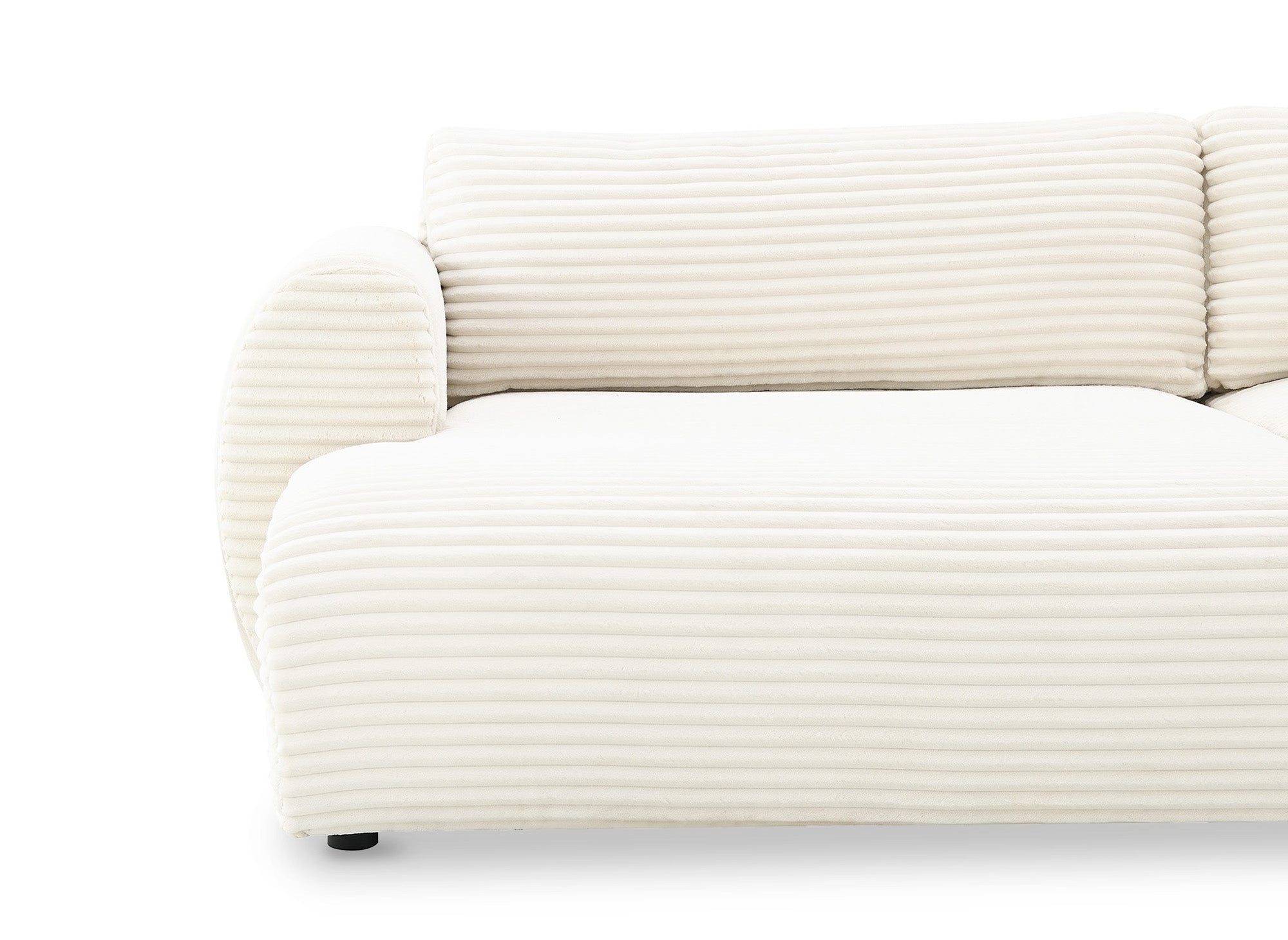 Canapé panoramique convertible avec coffre en velours gros côtelé beige TILDA - Angle droit