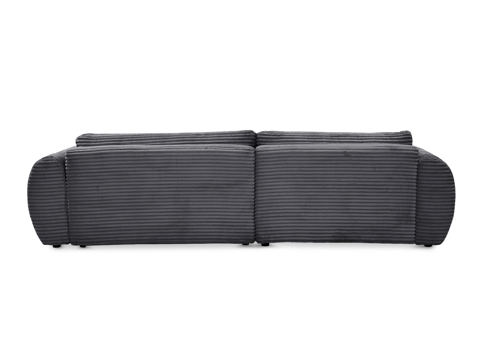 Canapé d'angle convertible avec coffre en velours gros côtelé doux gris TILDA - Angle gauche