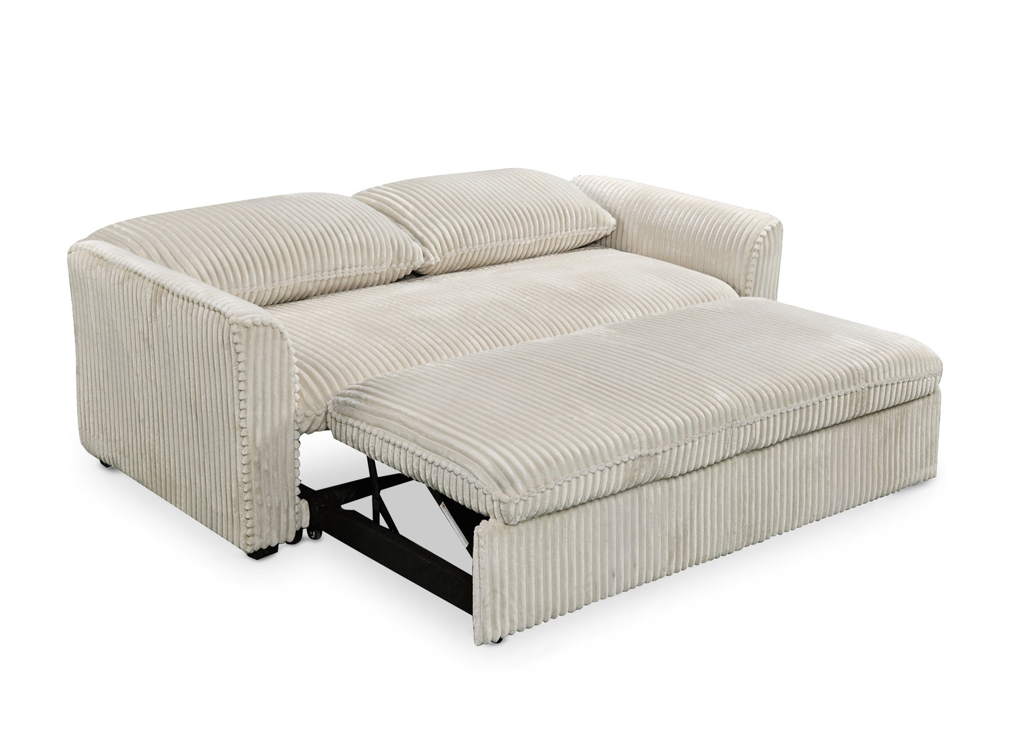 Canapé convertible 3 places en velours côtelé épais beige MAYLIE