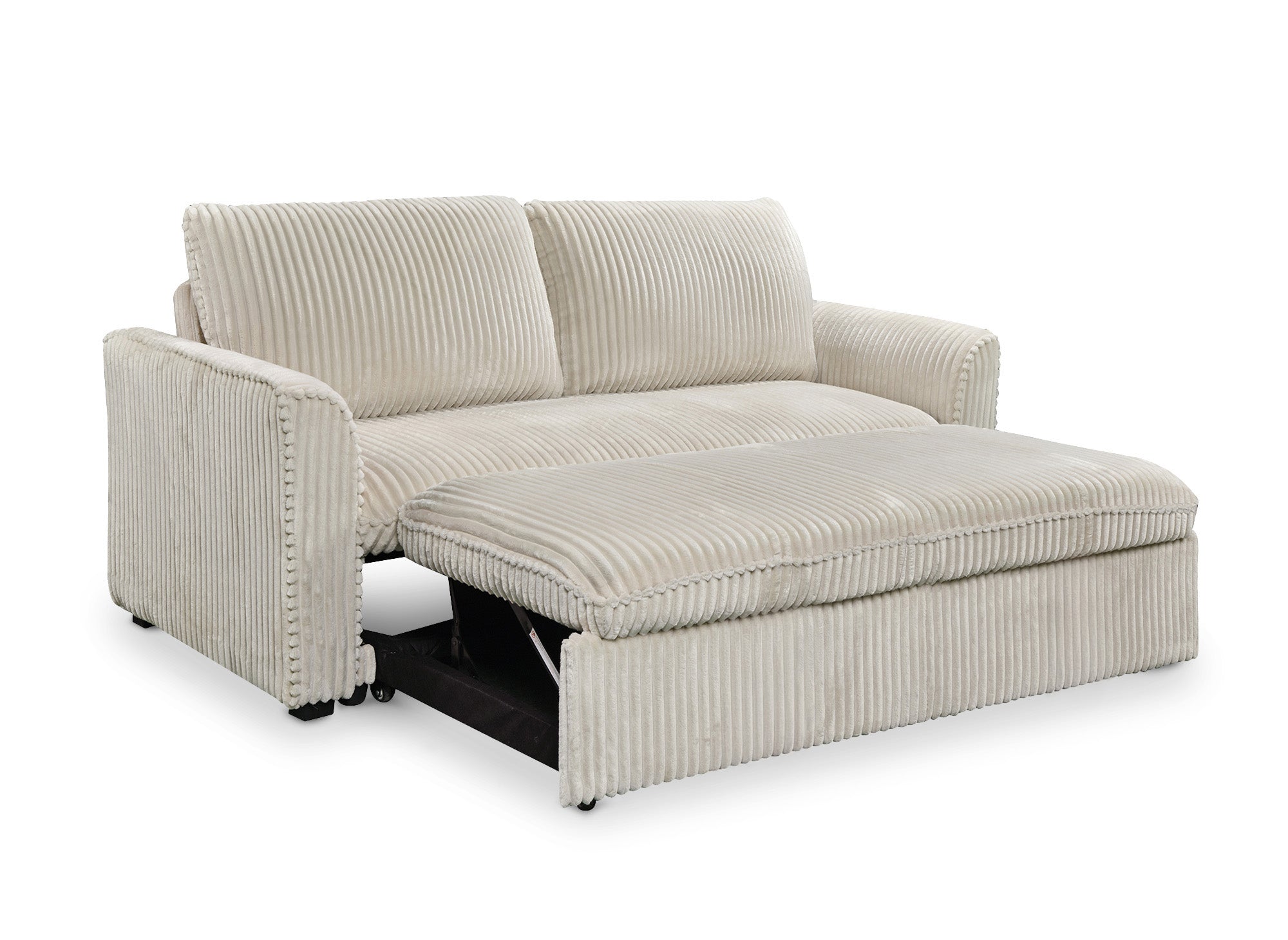 Canapé convertible 3 places en velours côtelé épais beige MAYLIE