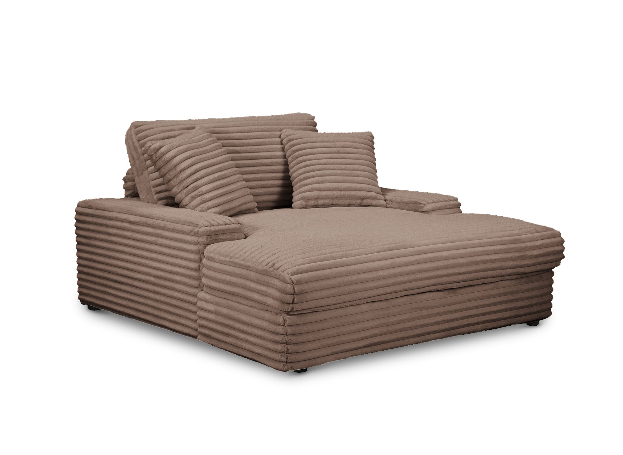 Canapé méridienne en gros côtelé doux taupe DAHO