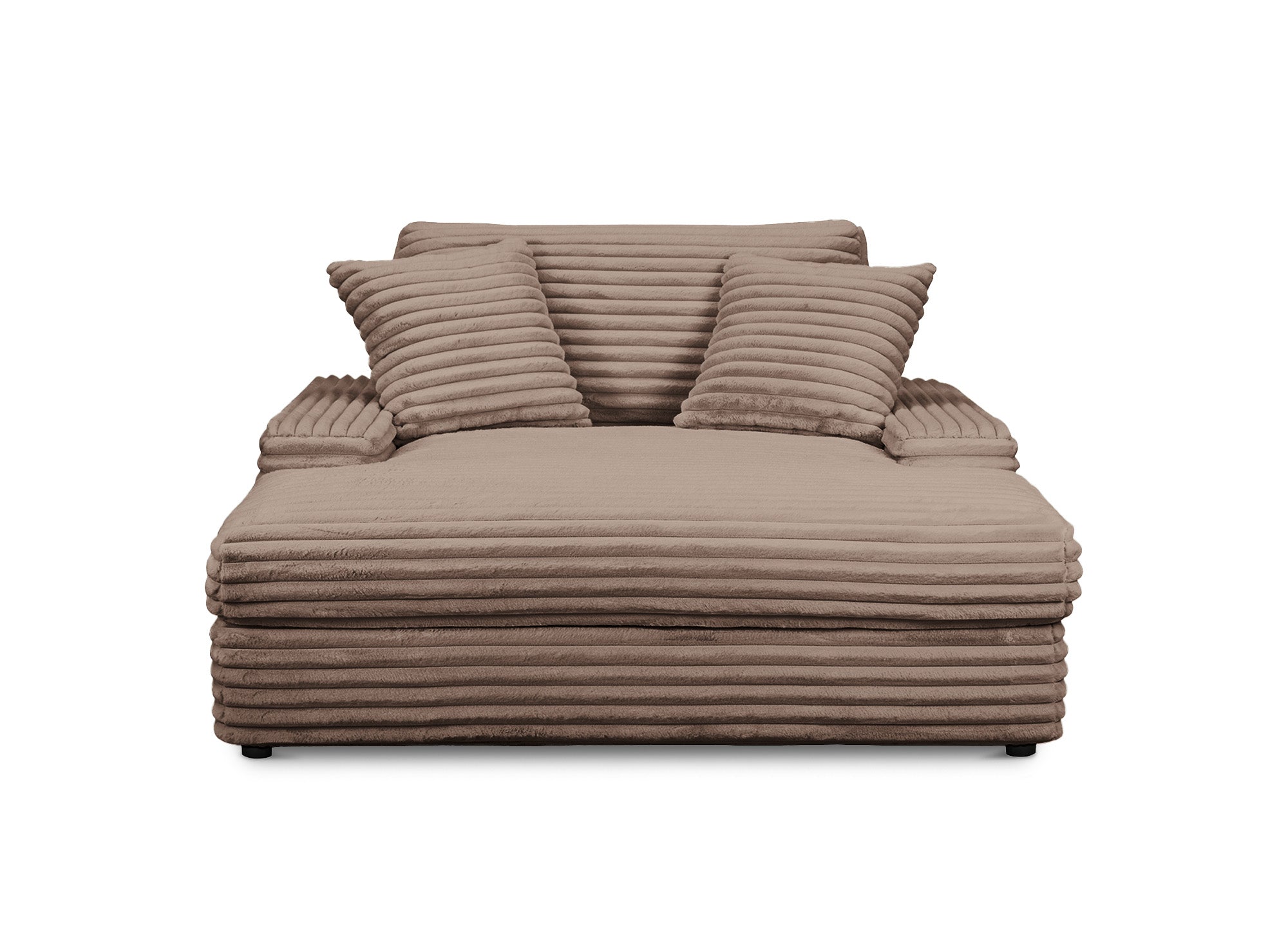 Canapé méridienne en gros côtelé doux taupe DAHO