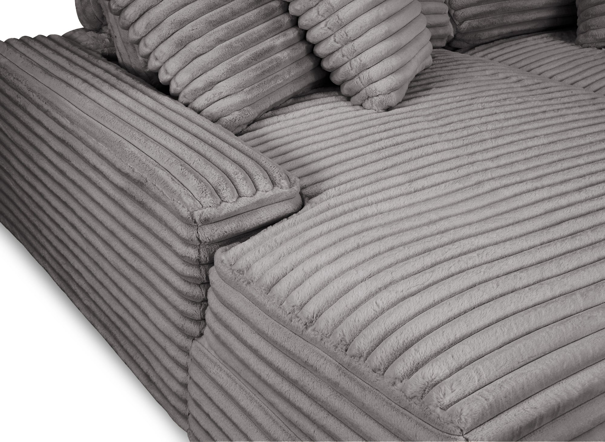 Canapé droit 2 places en gros côtelé doux gris DAHO