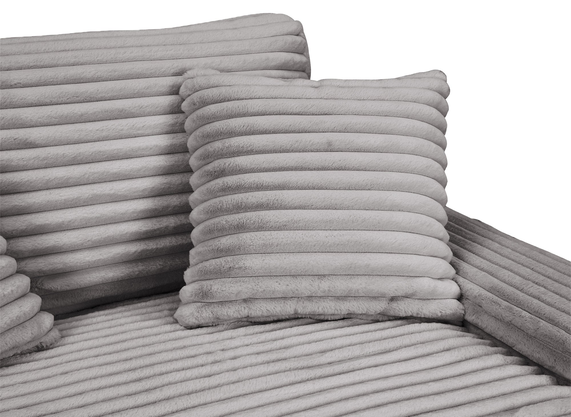 Canapé droit 2 places en gros côtelé doux gris DAHO