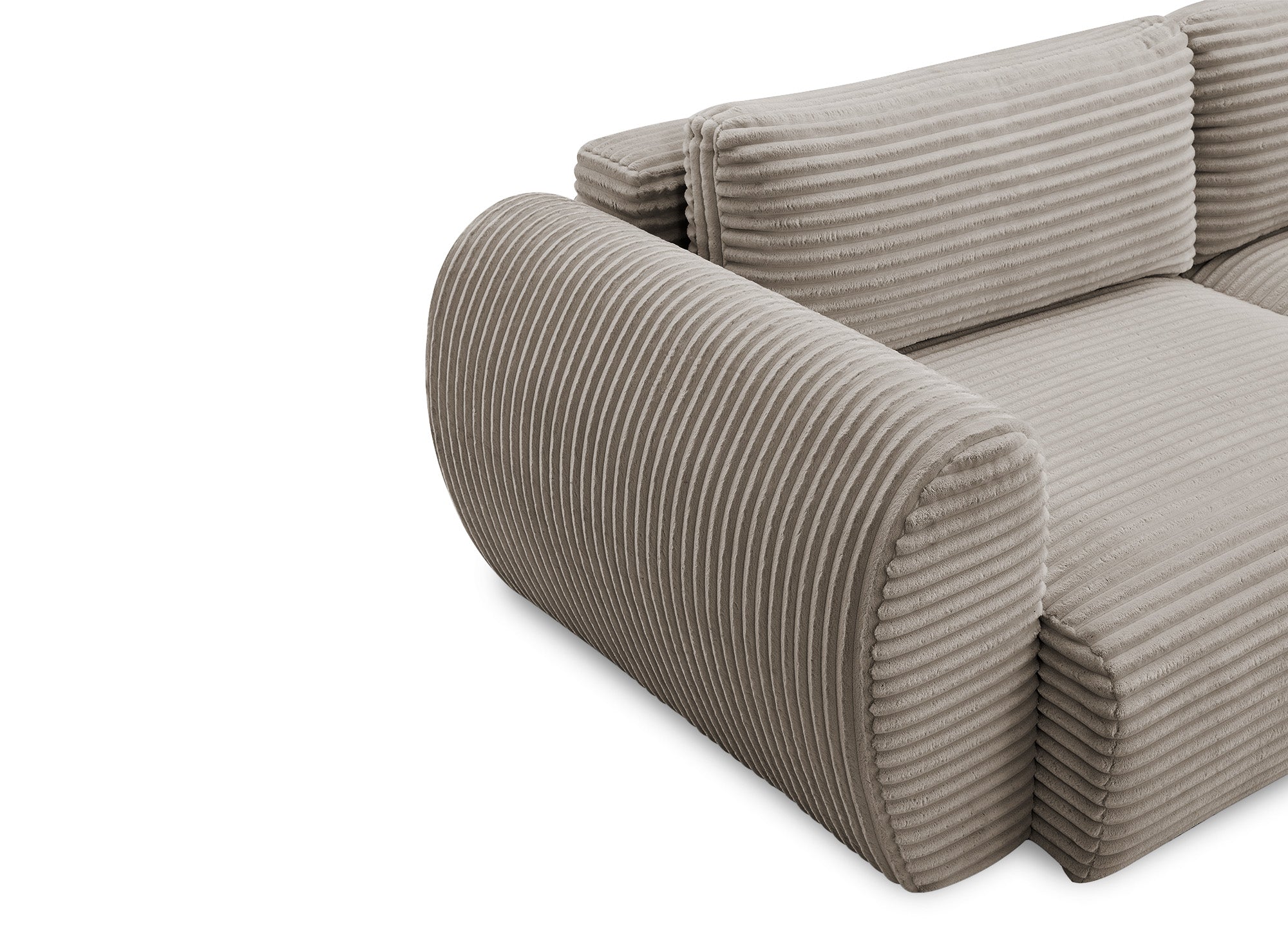 Canapé droit 3 places avec coffre en gros côtelé doux taupe TILDA