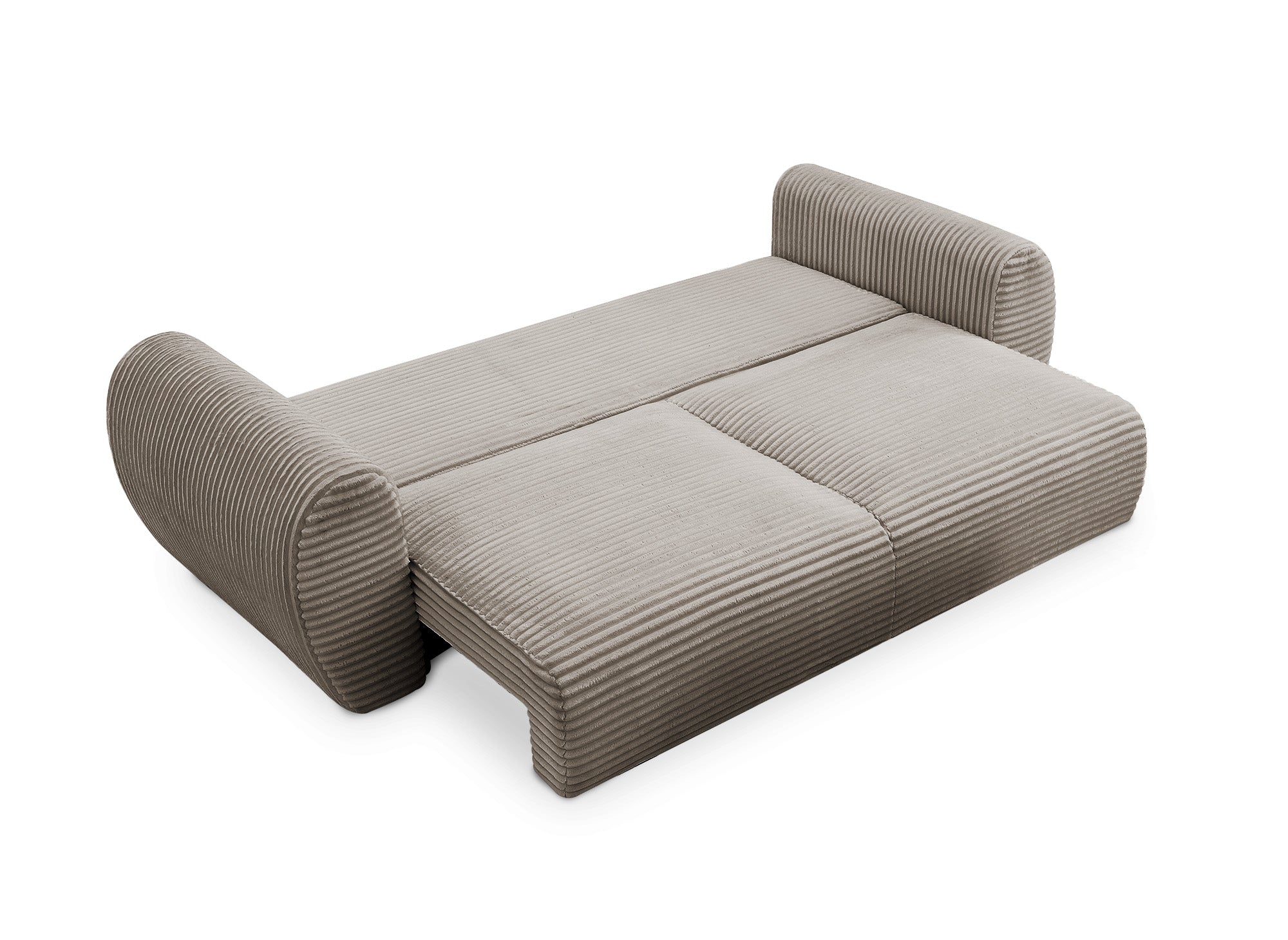 Canapé droit 3 places avec coffre en gros côtelé doux taupe TILDA