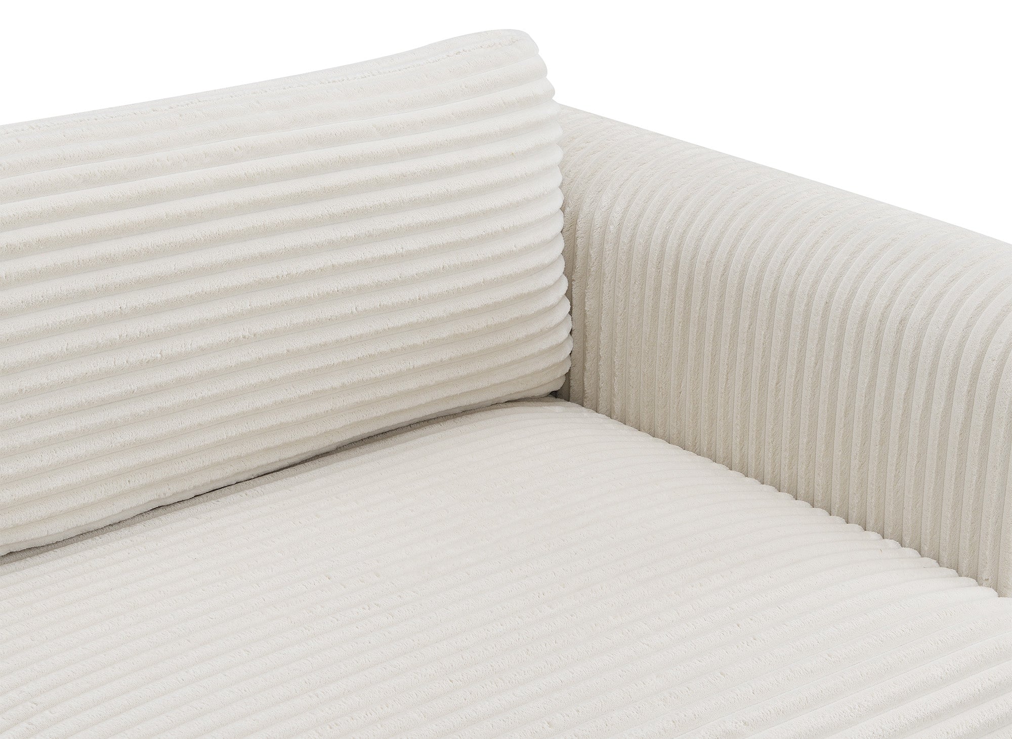 Canapé droit 3 places avec coffre en gros côtelé doux beige TILDA