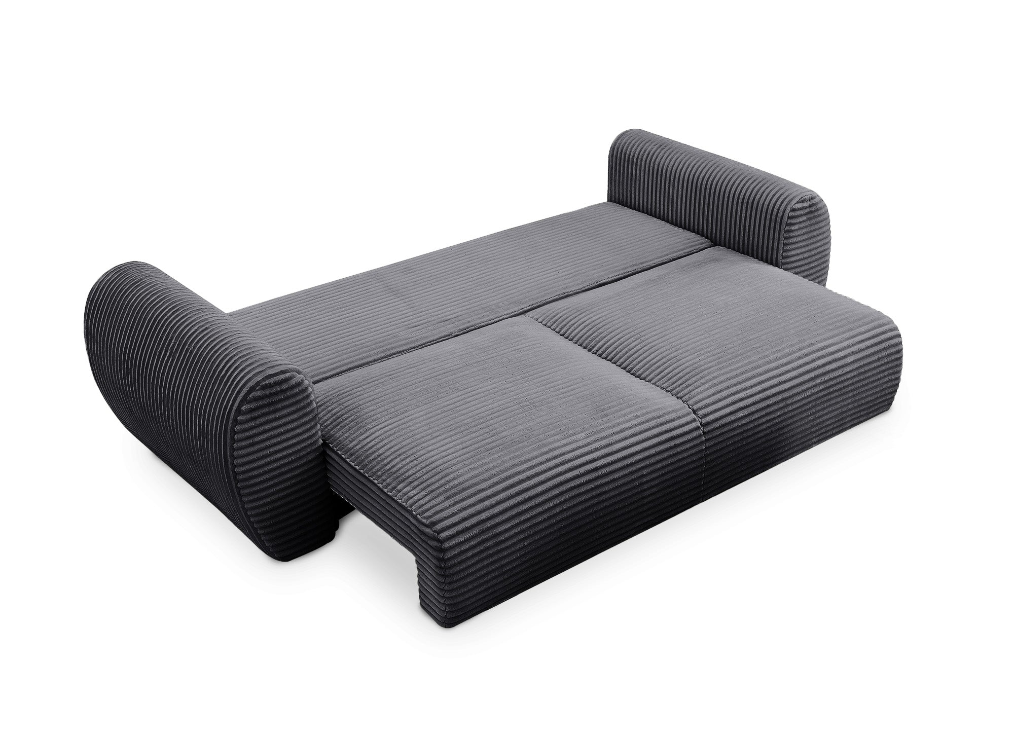 Canapé droit 3 places avec coffre en gros côtelé doux gris TILDA.