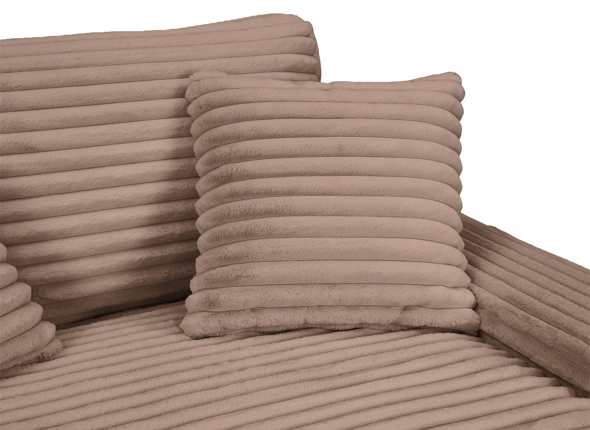 Canapé droit 2 places en gros côtelé doux taupe DAHO