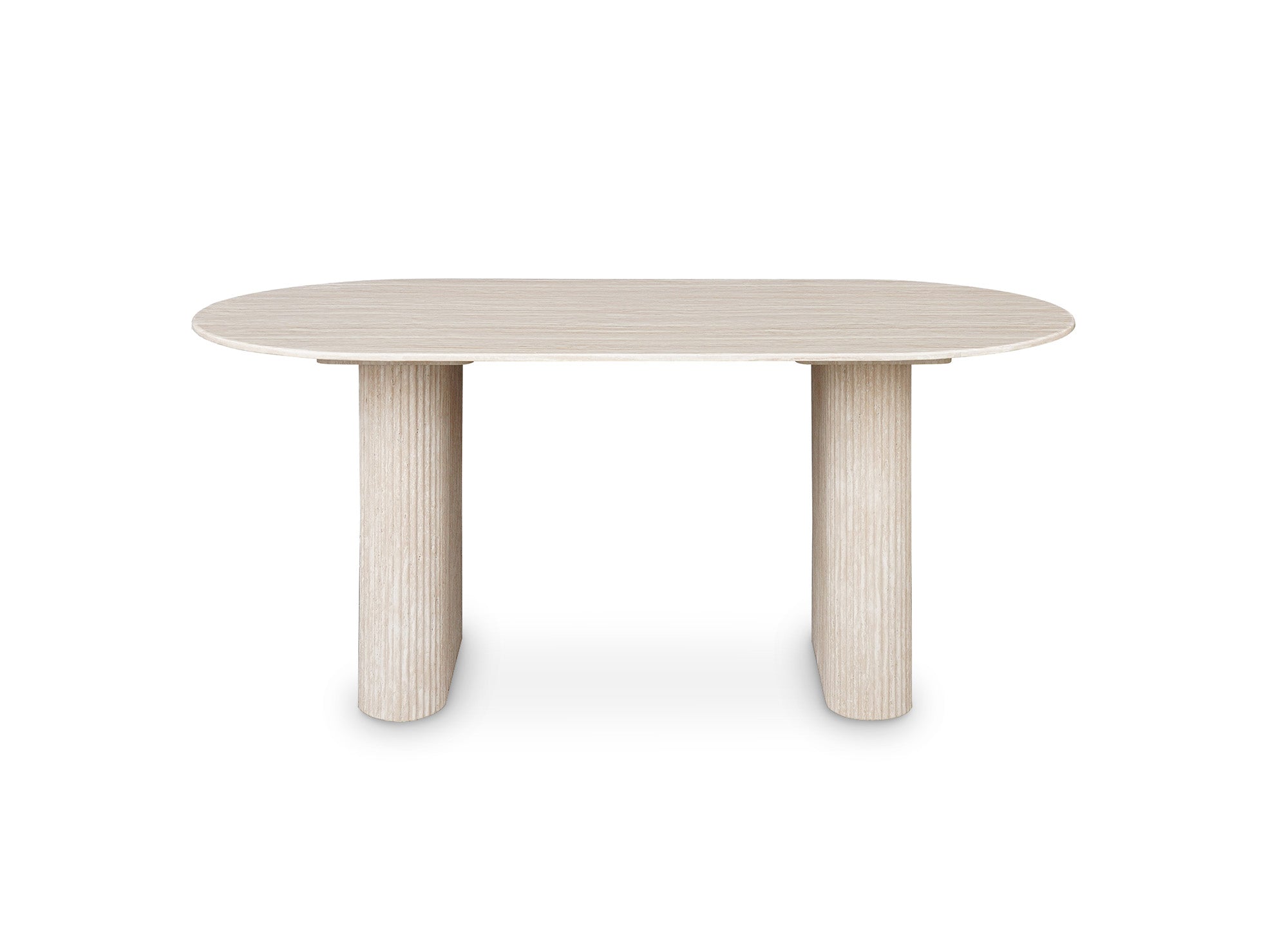 Table à manger ovale en marbre composite beige 6 personnes ELMA