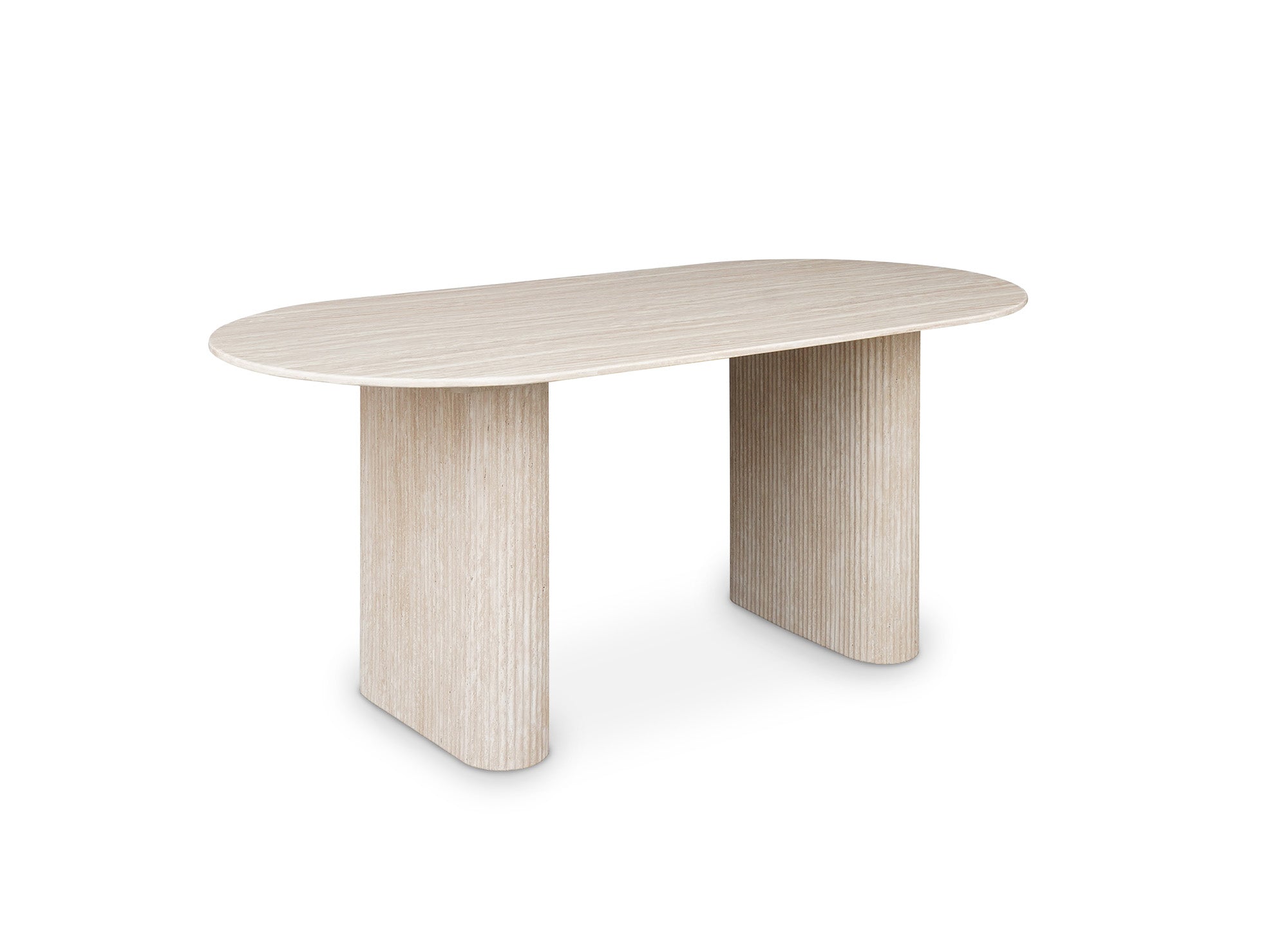 Table à manger ovale en marbre composite beige 6 personnes ELMA