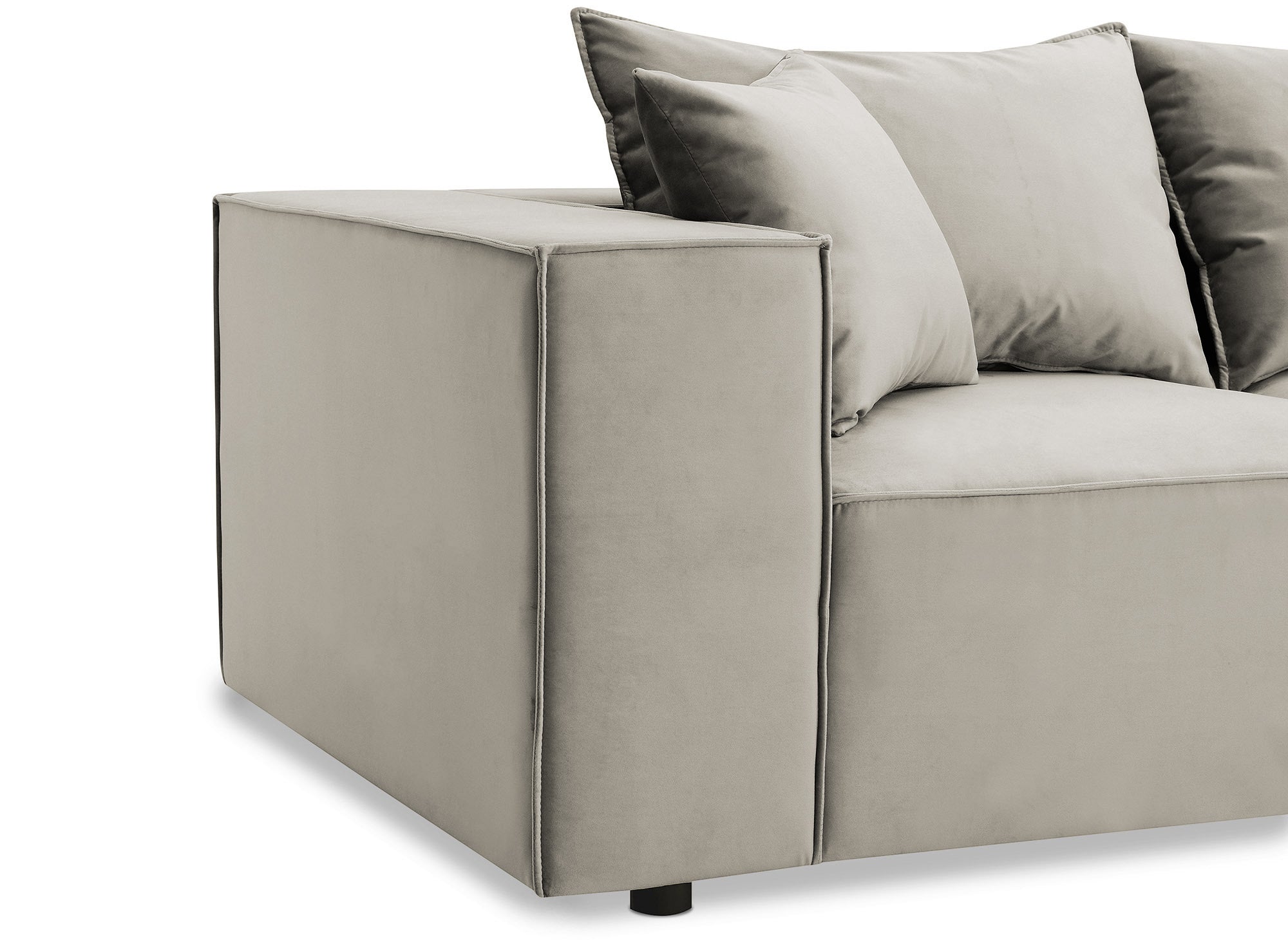 Canapé d'angle modulable avec 1 pouf en velours taupe HARLEM XL