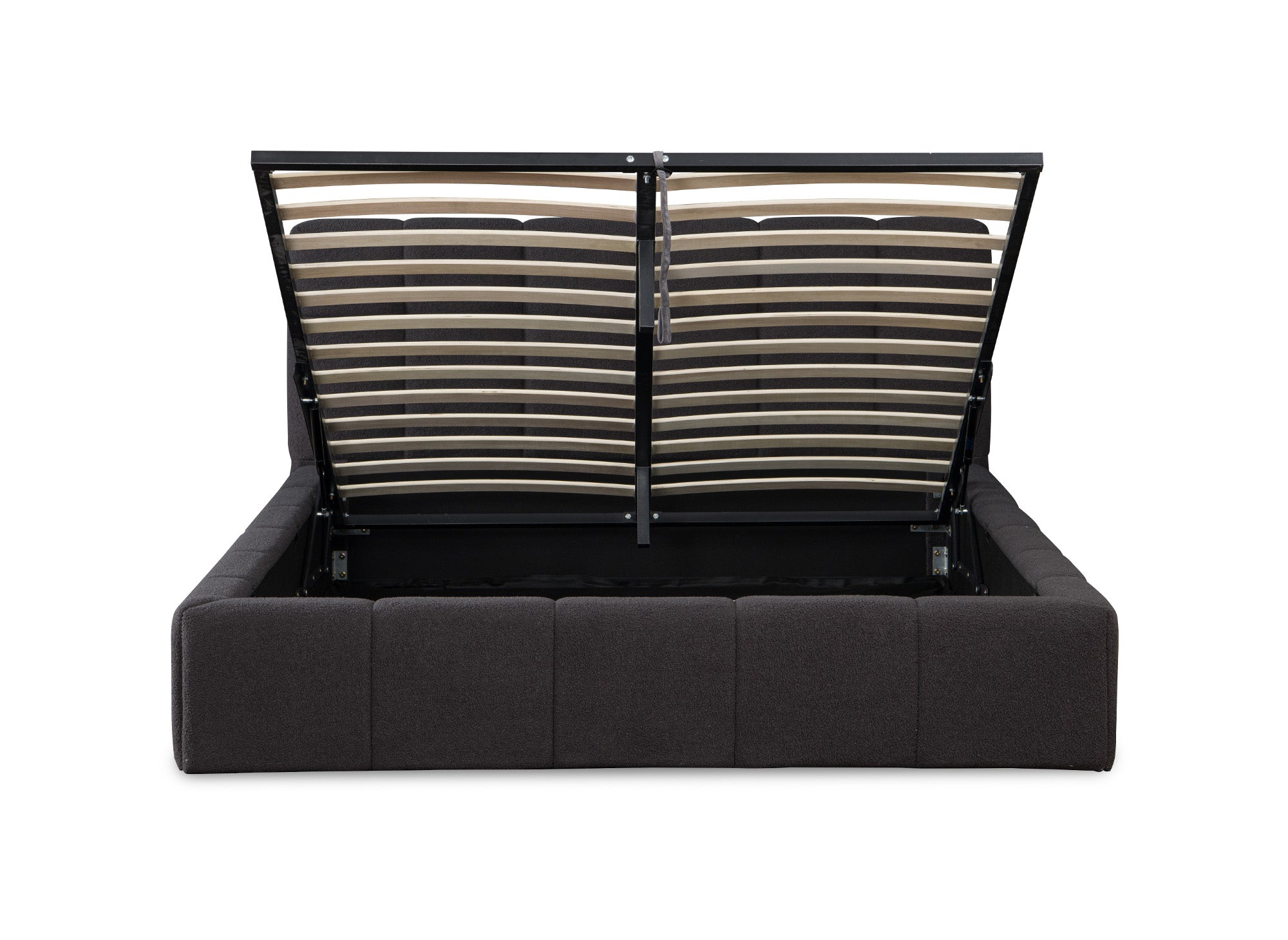 Lit coffre en tissu bouclette gris 160x200 cm MILIE