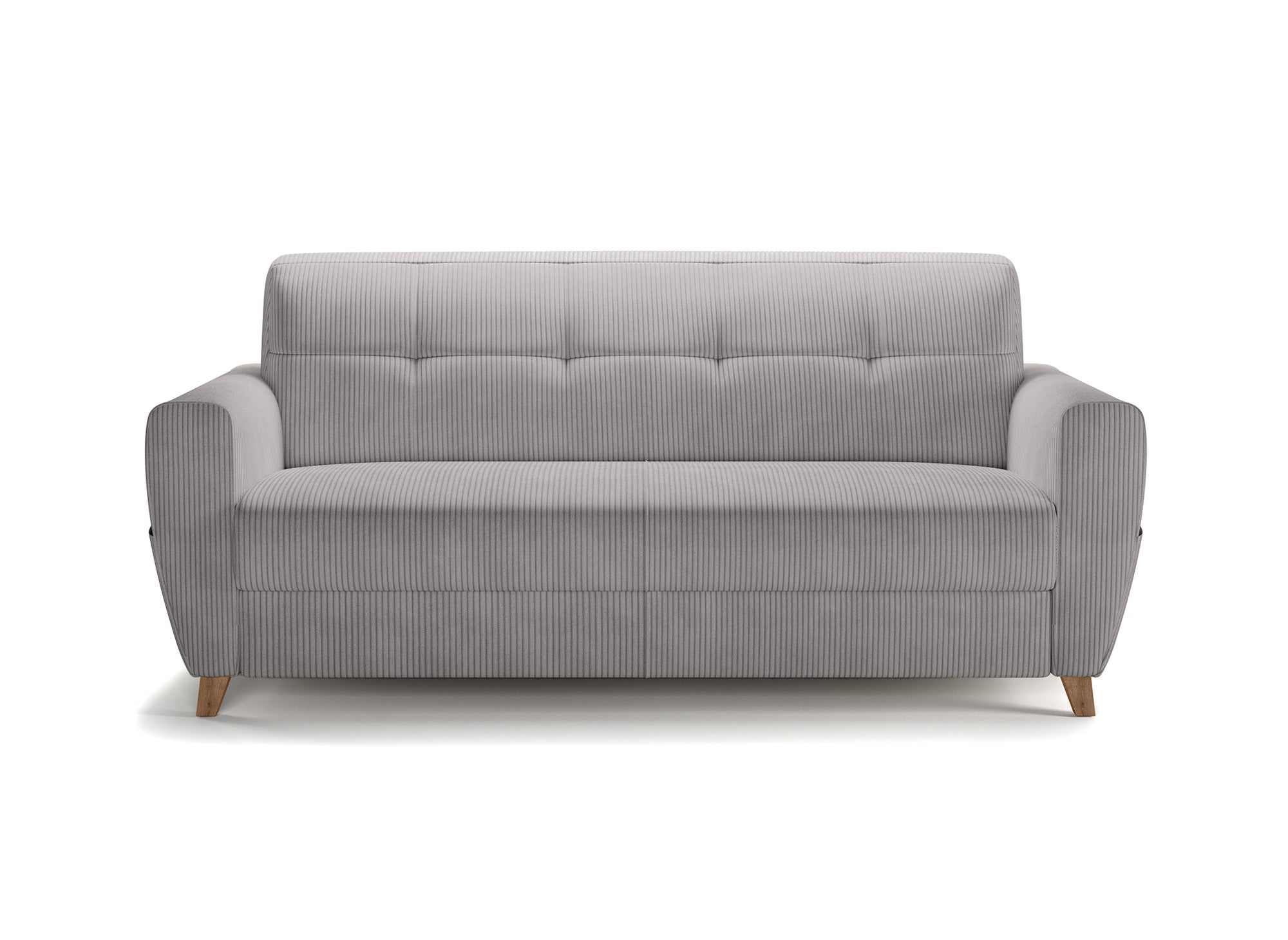 Canapé convertible 3 places en velours côtelé gris clair avec matelas 18cm TOBIAS