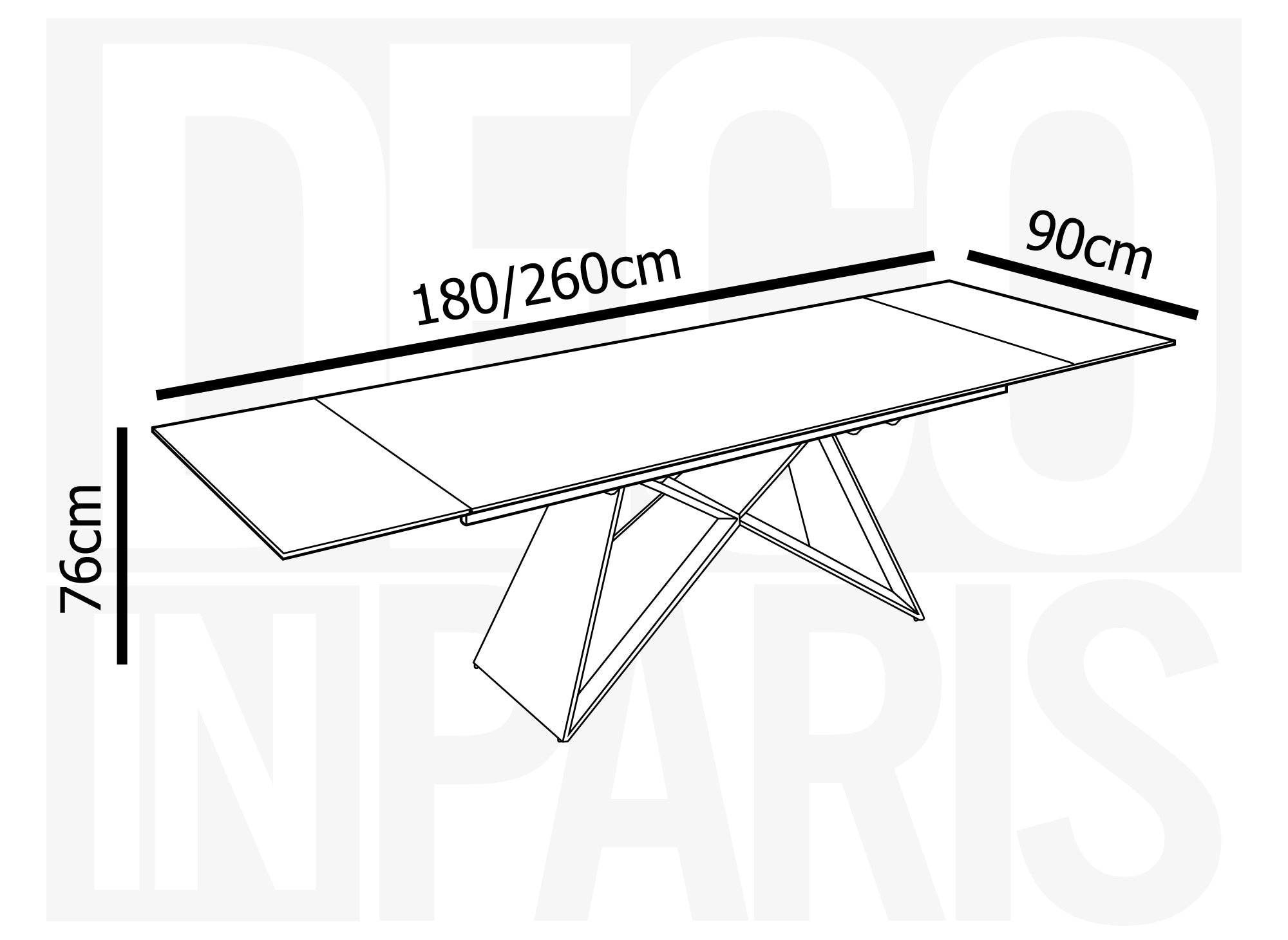 Table à manger extensible en céramique noire effet marbre GABRIEL