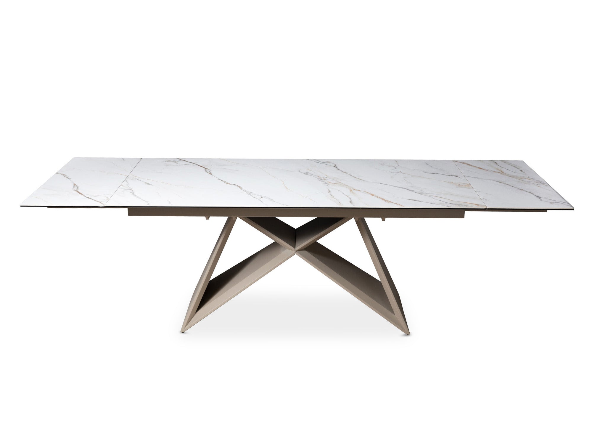 Table à manger extensible en céramique blanche effet marbre GABRIEL