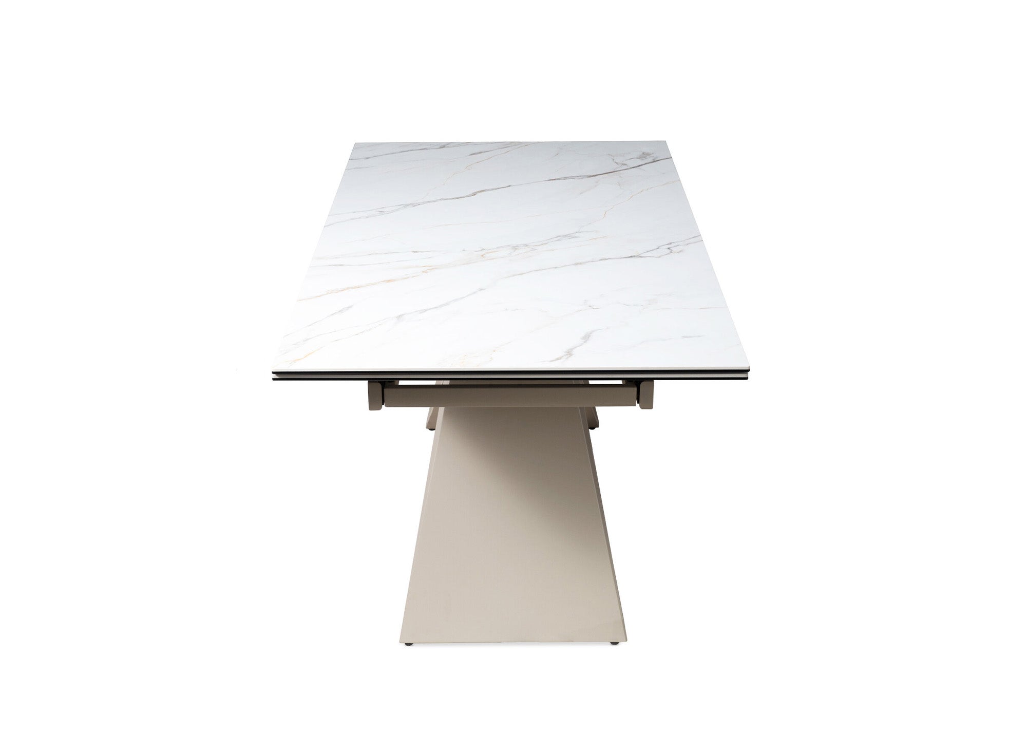 Table à manger extensible en céramique blanche effet marbre GABRIEL
