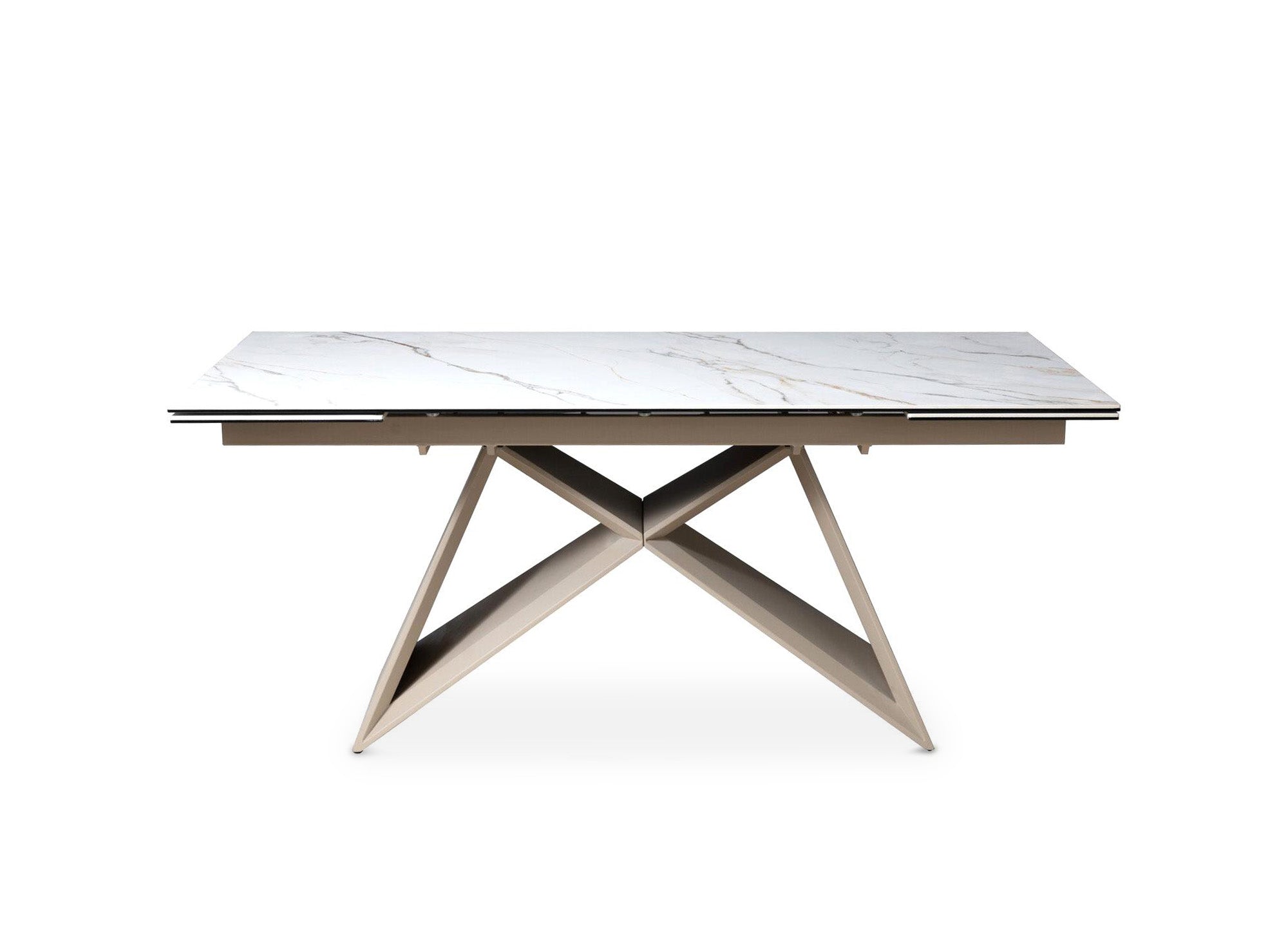 Table à manger extensible en céramique blanche effet marbre GABRIEL