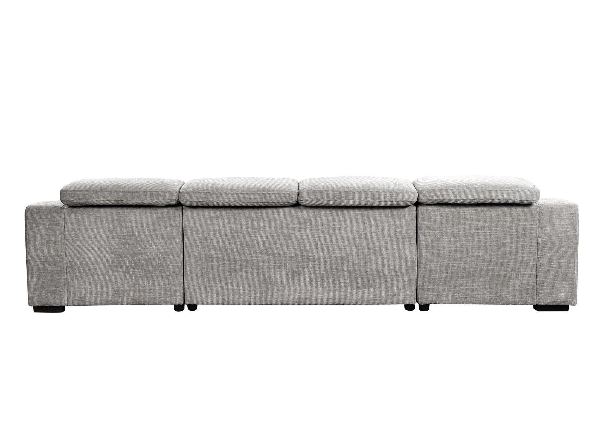 Canapé panoramique convertible avec 2 coffres en velours chiné gris VELORA