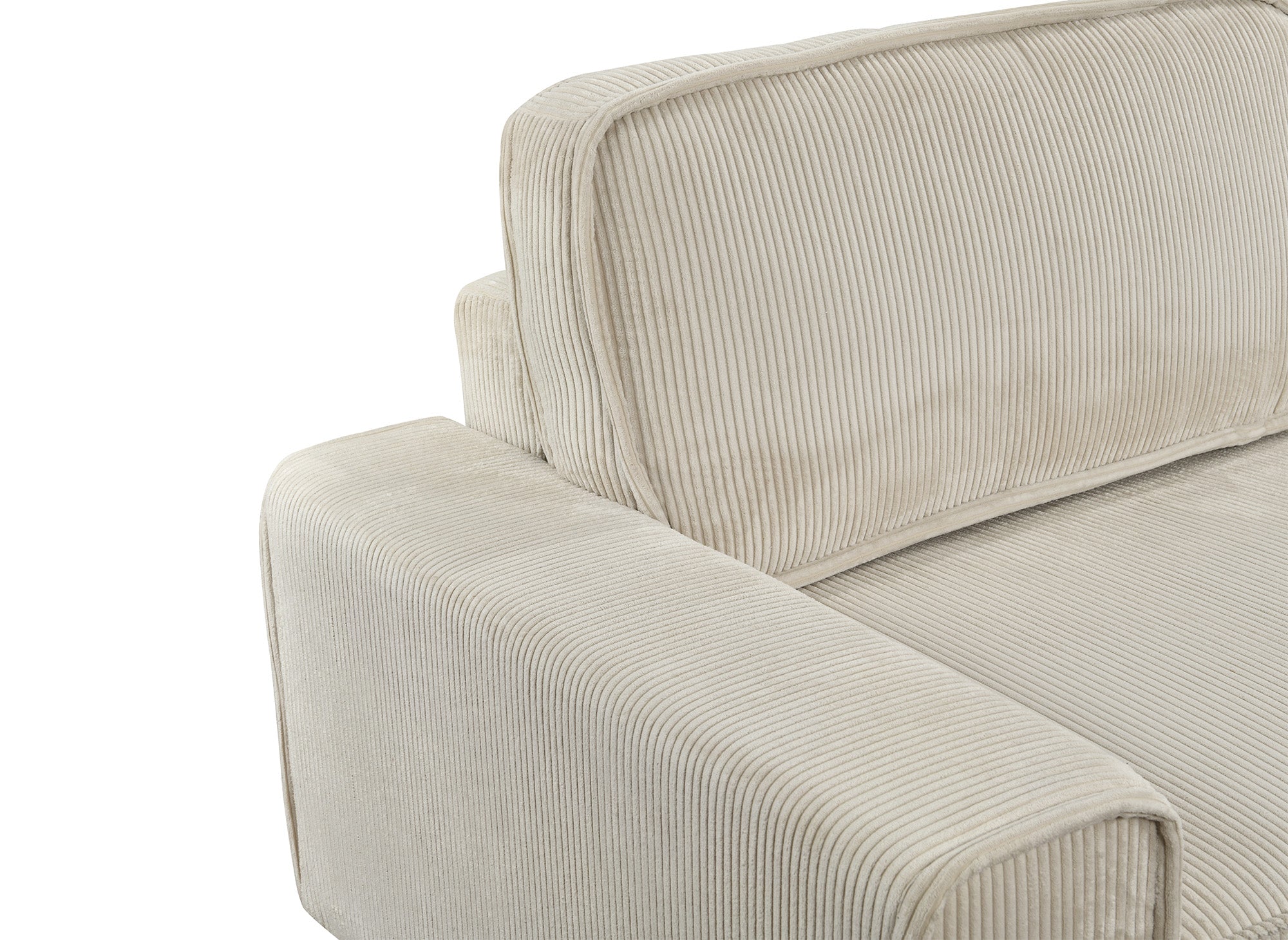 Canapé 3 places convertible avec coffre en velours côtelé épais beige DONA