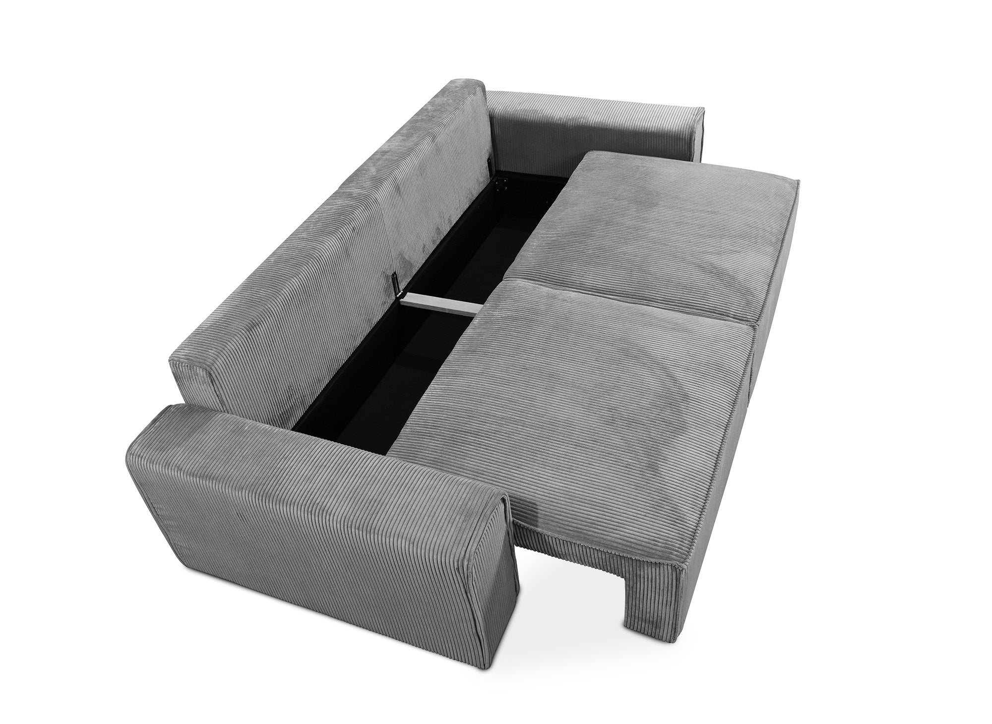 Canapé 3 places convertible avec coffre en velours côtelé épais gris DONA