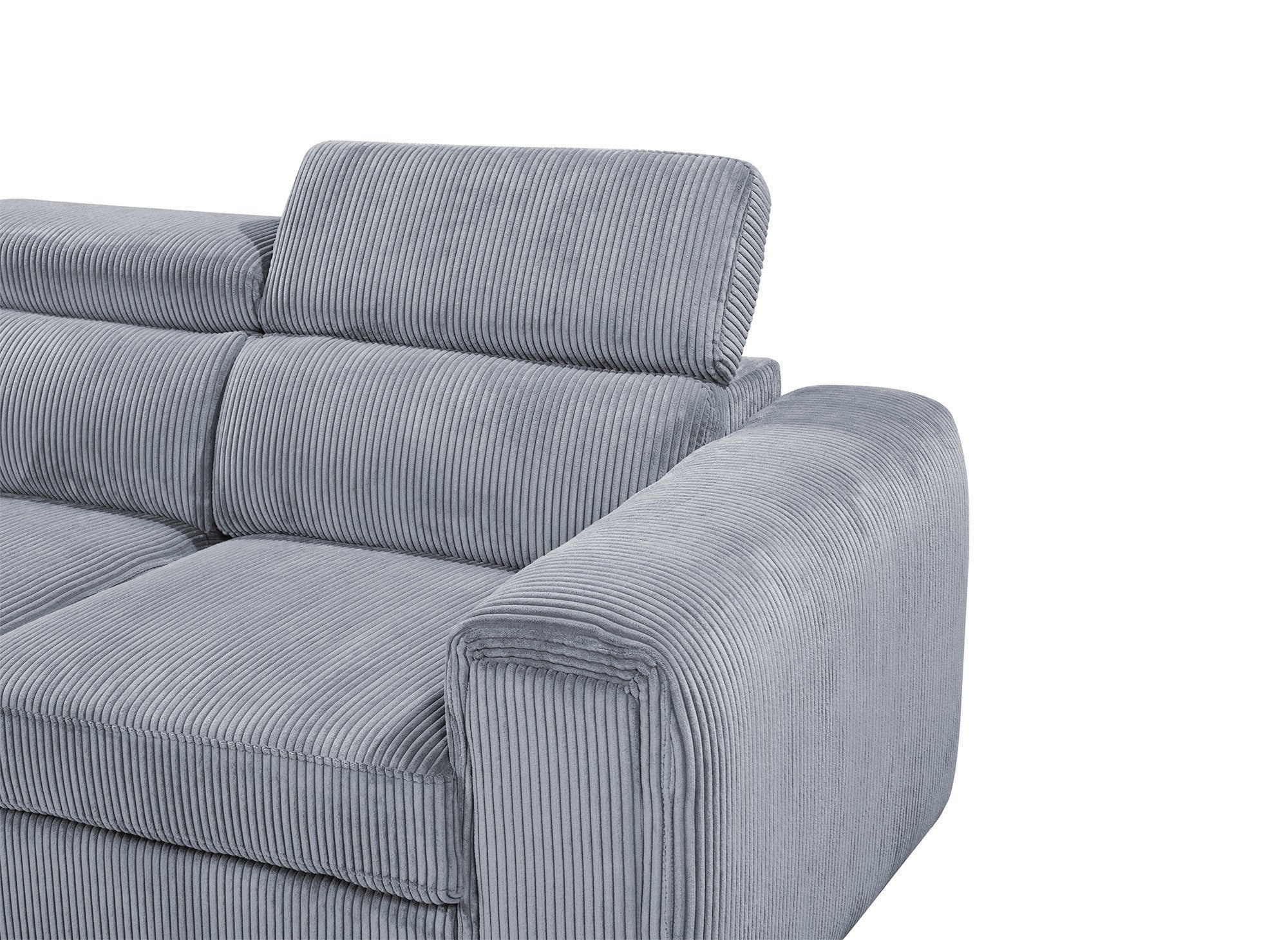 Canapé d'angle convertible avec coffre en velours côtelé épais gris ZENOVA - Angle gauche