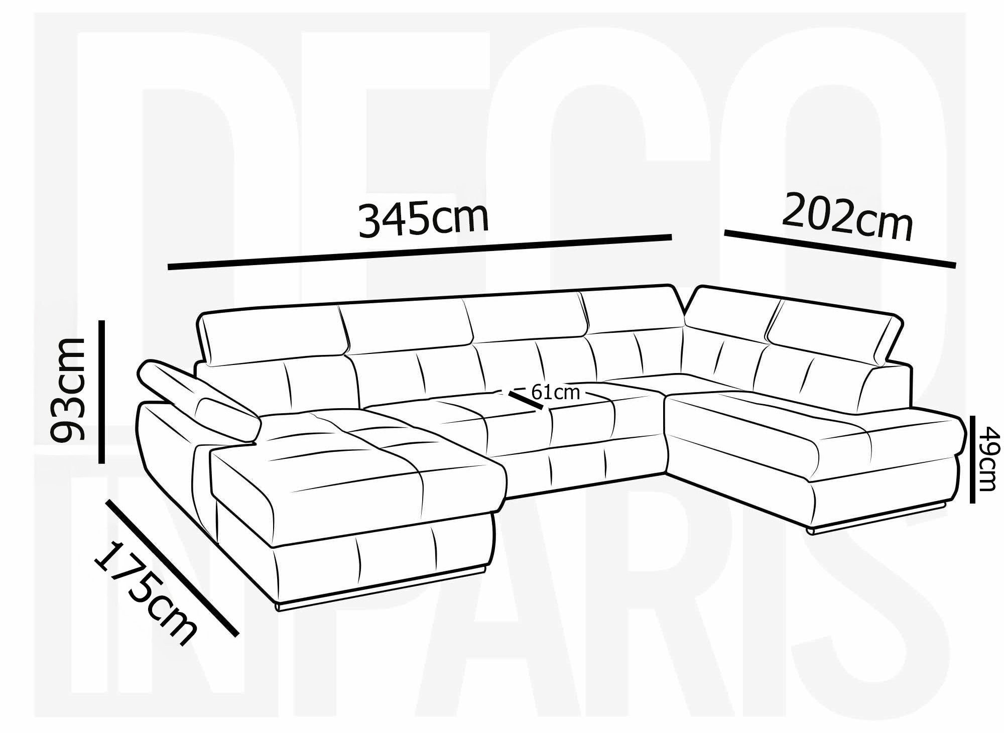 Canapé panoramique convertible avec coffre en velours côtelé épais beige MARIANO- Angle gauche