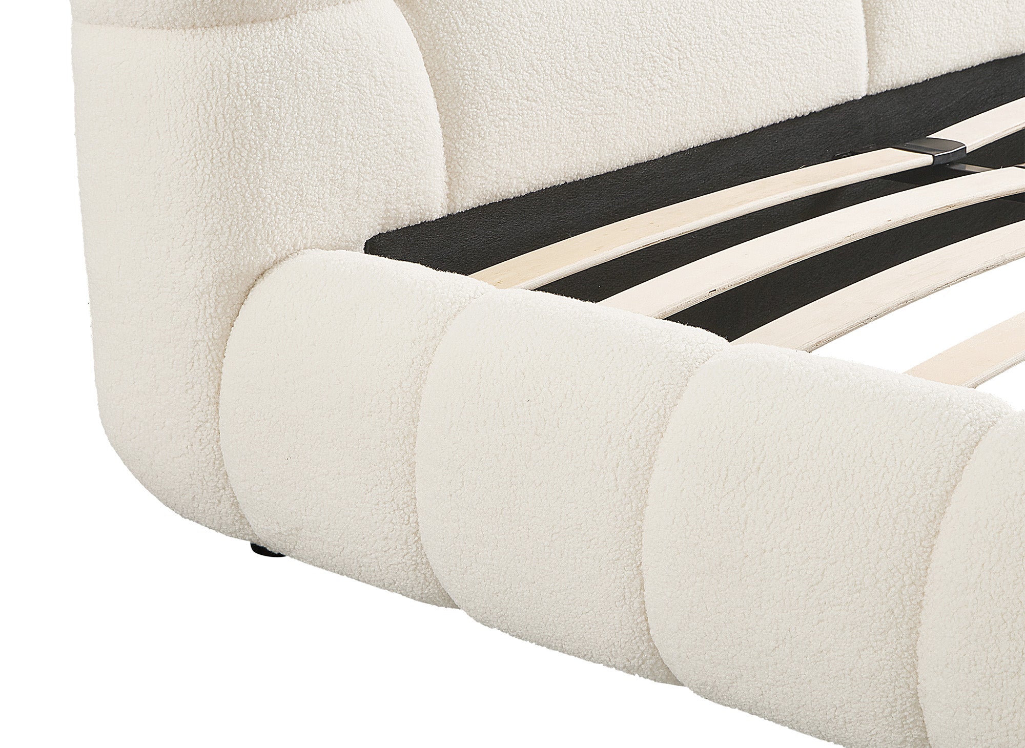 Lit double en tissu bouclette écru 140x190 cm YOURI