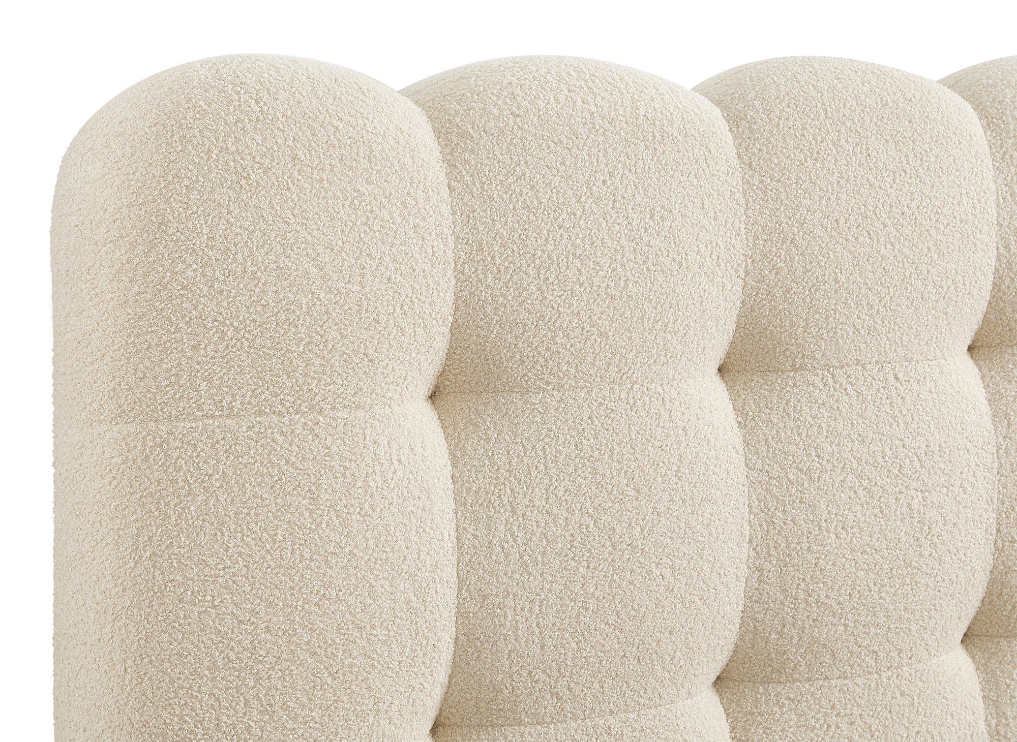 Lit double en tissu bouclette beige 180x200cm BISCUIT