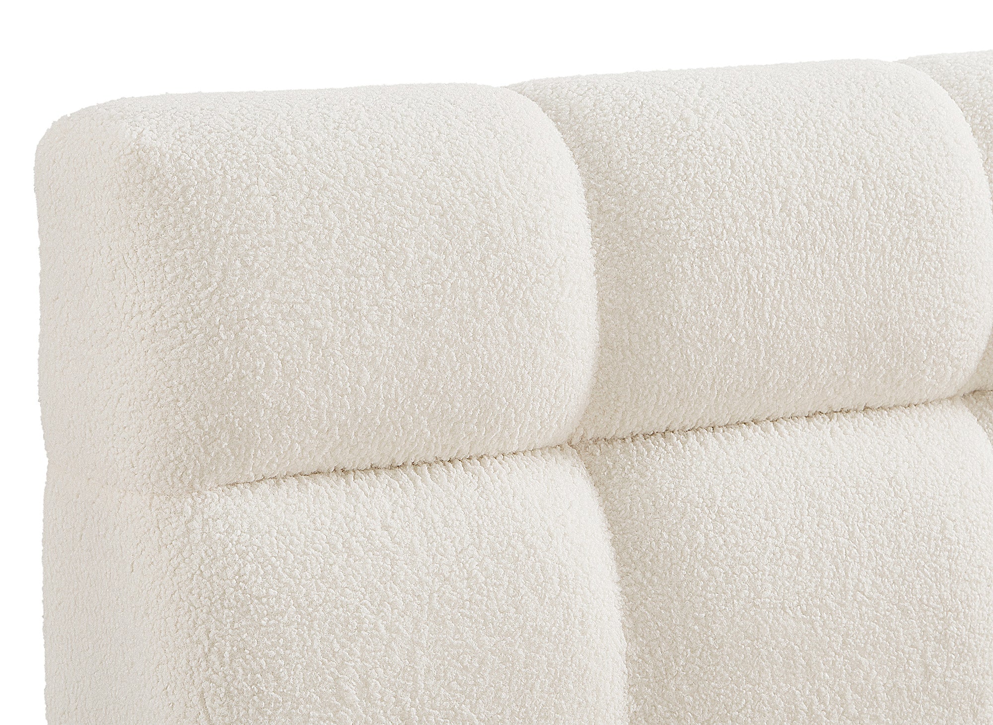 Lit double en tissu bouclette écru 180x200 cm GEORGINA