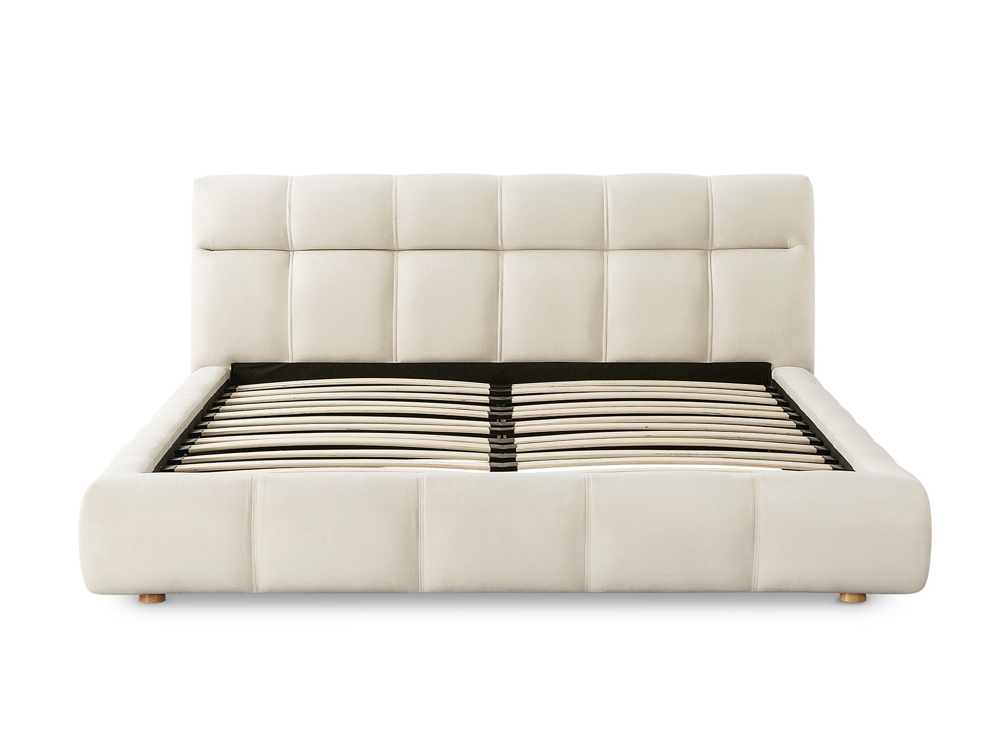Lit double en velours beige 180x200 cm GEORGINA