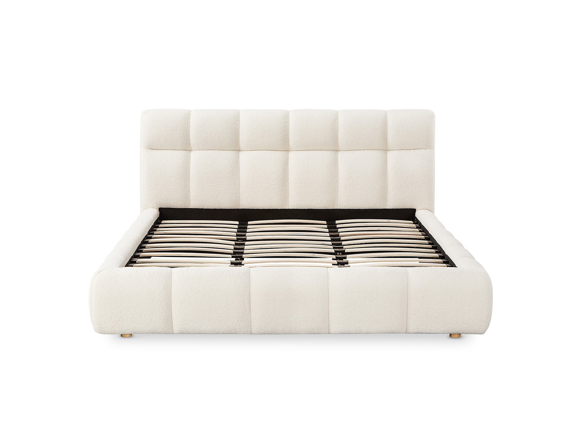 Lit double en tissu bouclette écru 140x190 cm GEORGINA