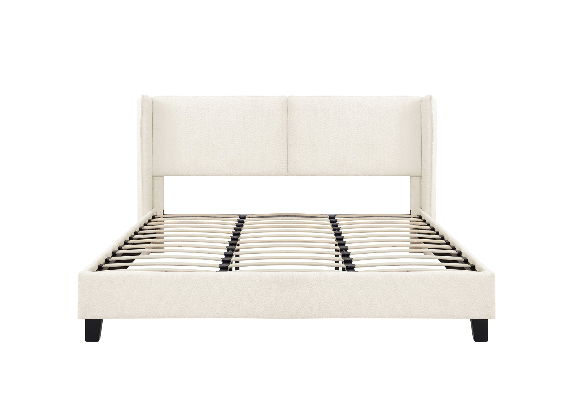Lit double en tissu effet peau de mouton beige 180x200 cm KAYDEN