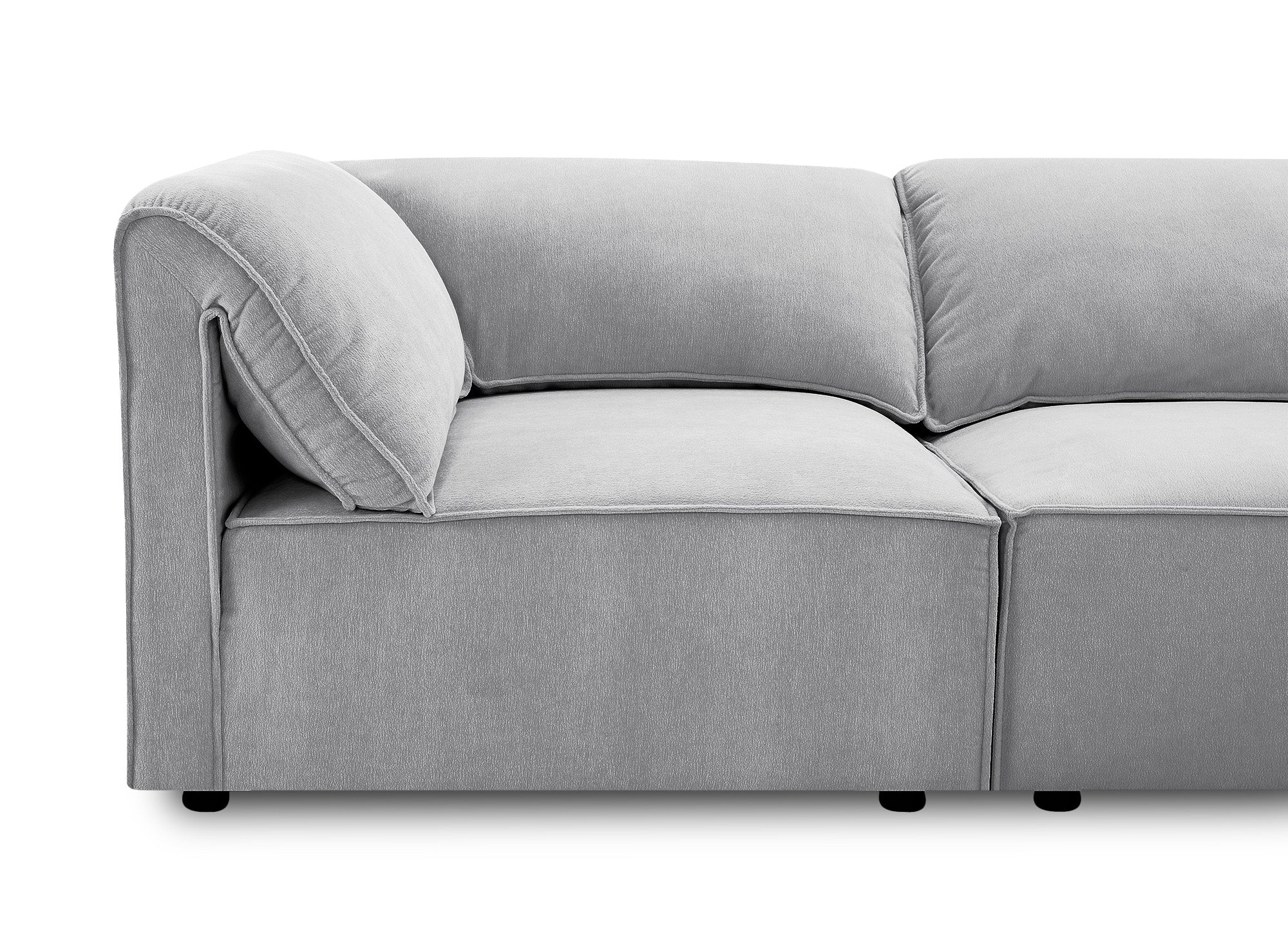 Canapé d'angle modulable en velours gris HARINA