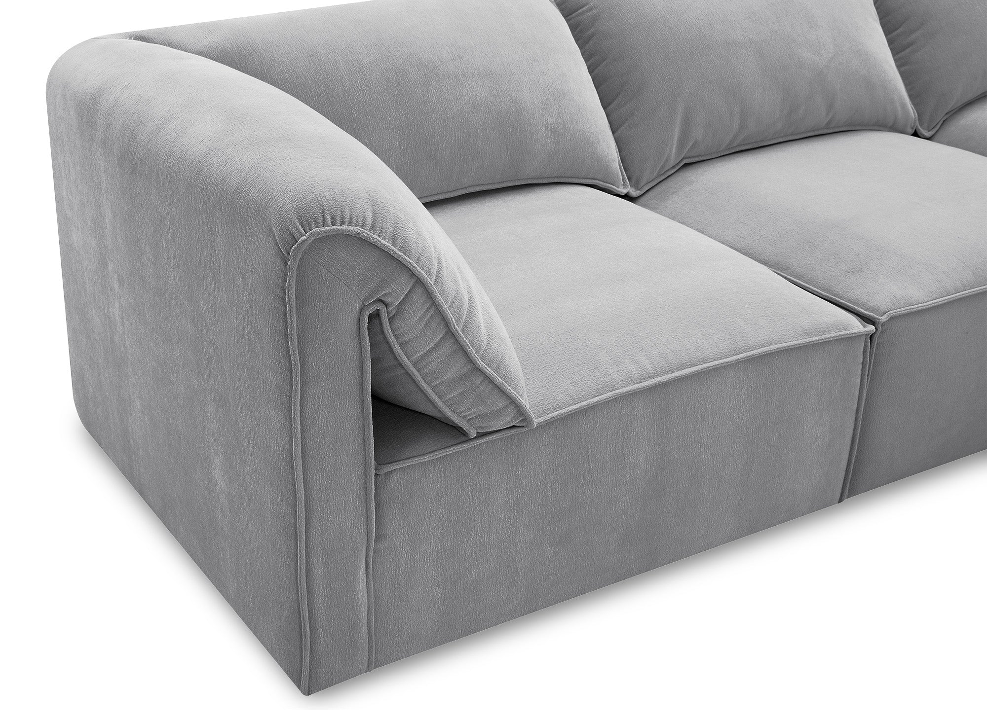 Canapé d'angle modulable en velours gris HARINA