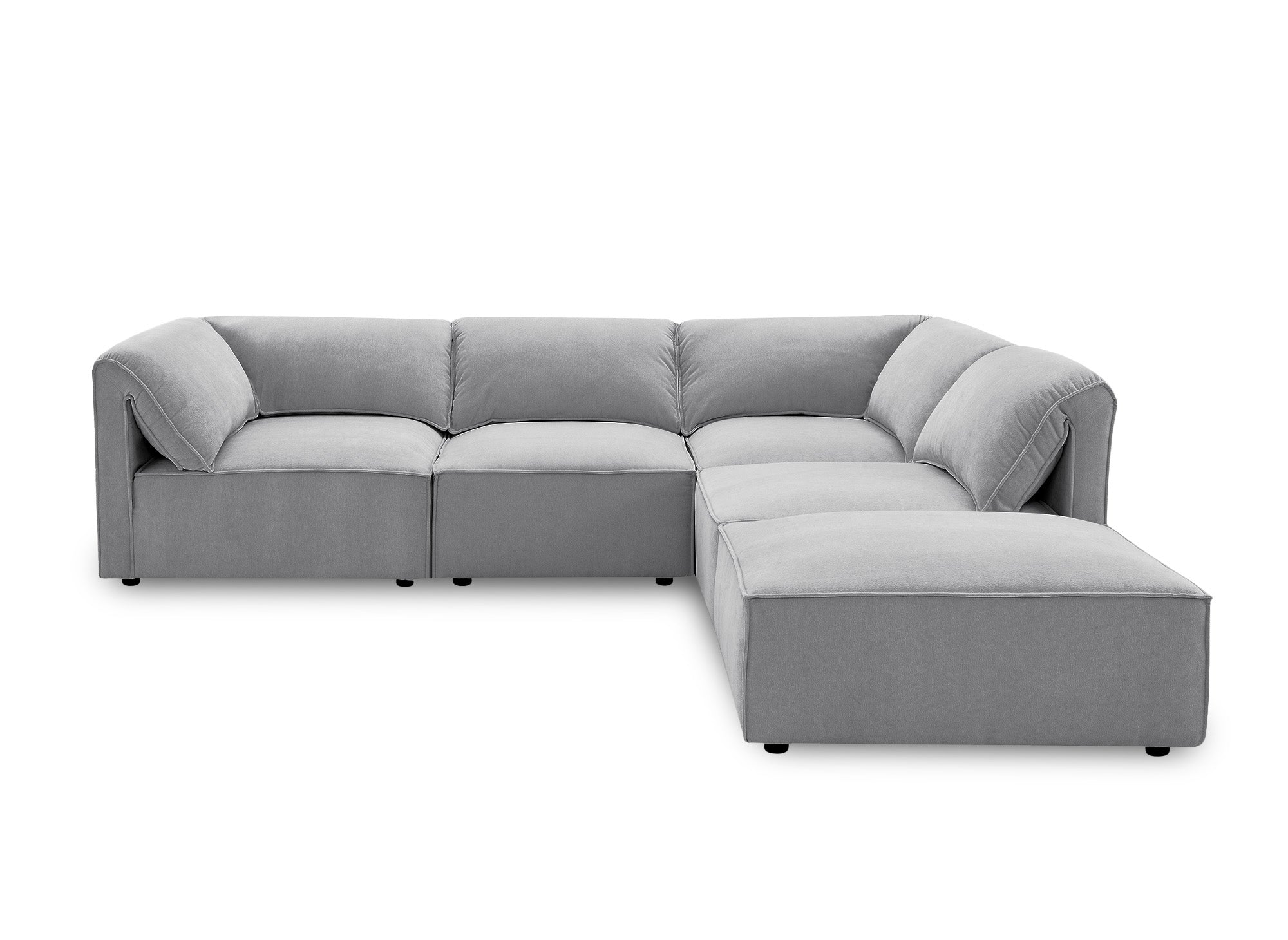 Canapé d'angle modulable en velours gris HARINA
